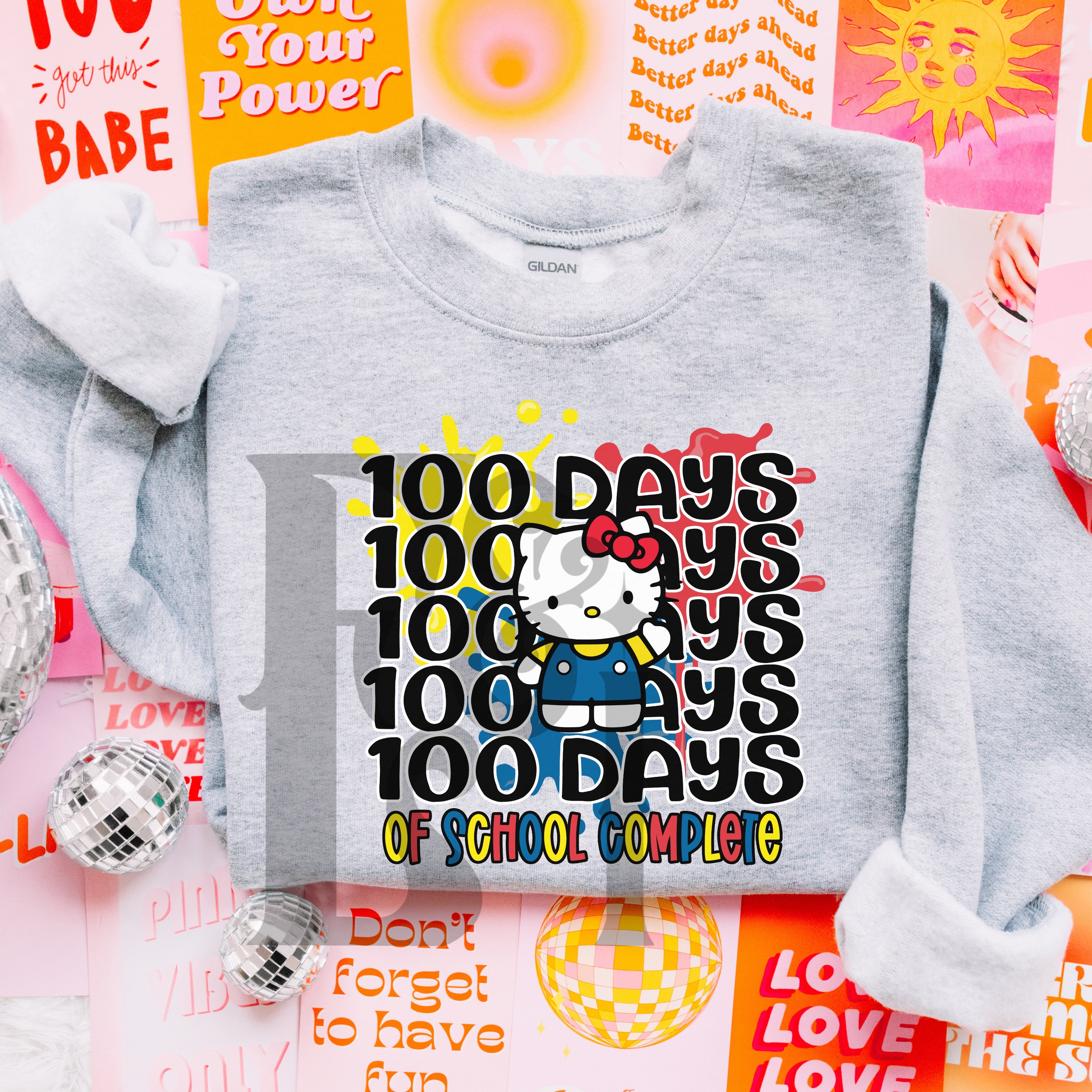 100 Days of School 11 DTF Transfer Emerald & Ink