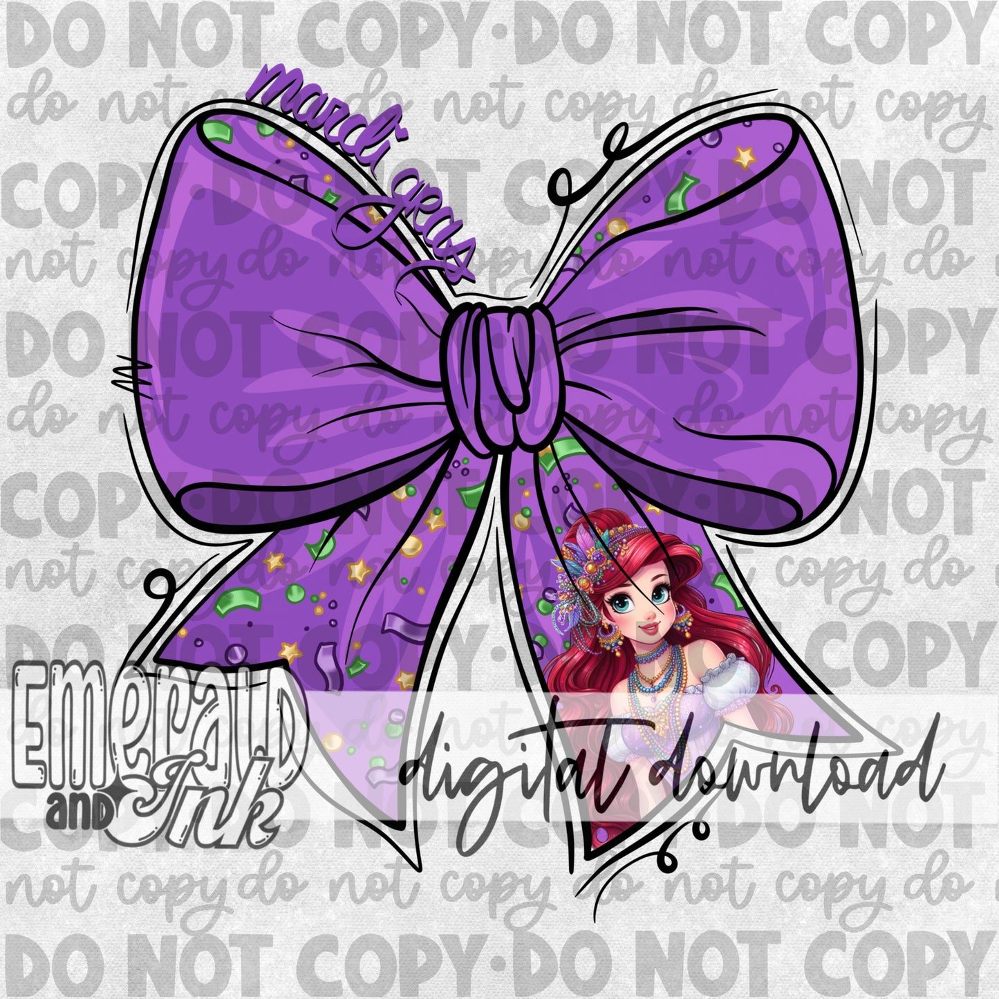 Mardi Gras Mermaid Bow Digital Download