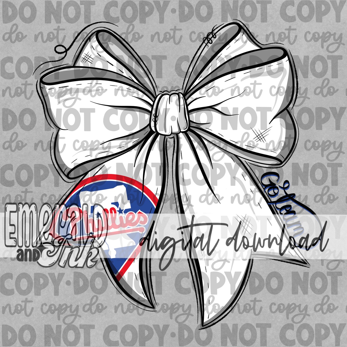 Baseball Team Bow PP Digital Download