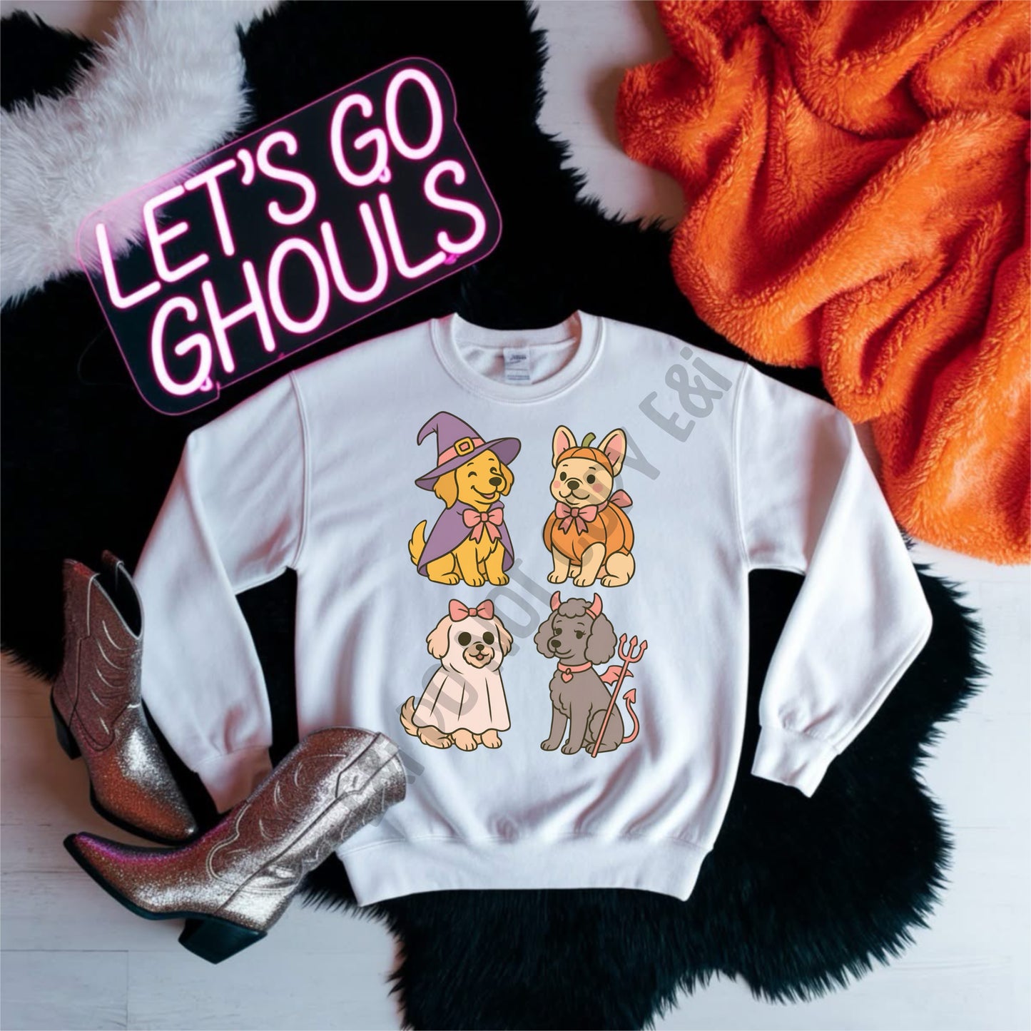 Girly Halloween Pups PNG - Digital Download