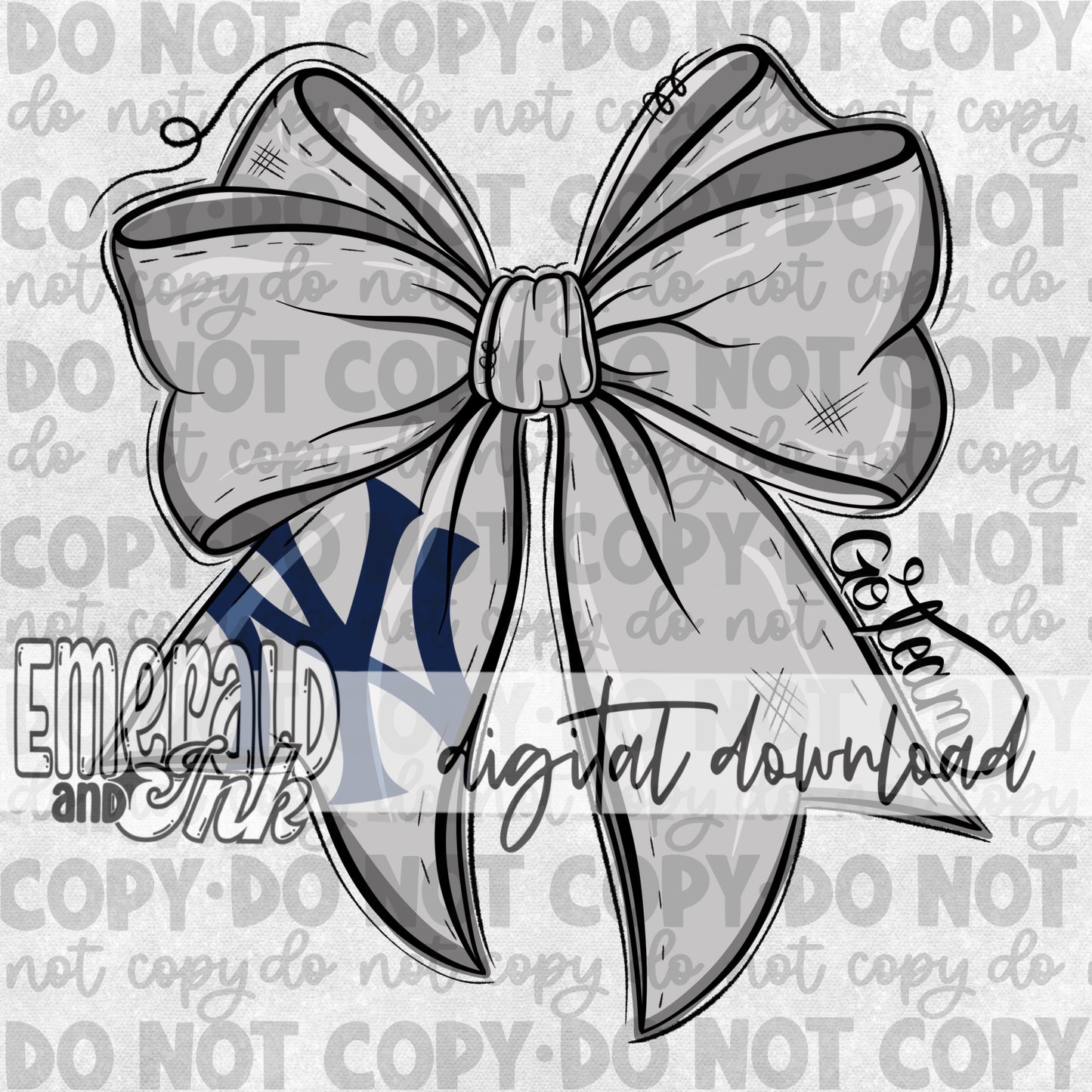 Baseball Team Bow NYY 2 Digital Download