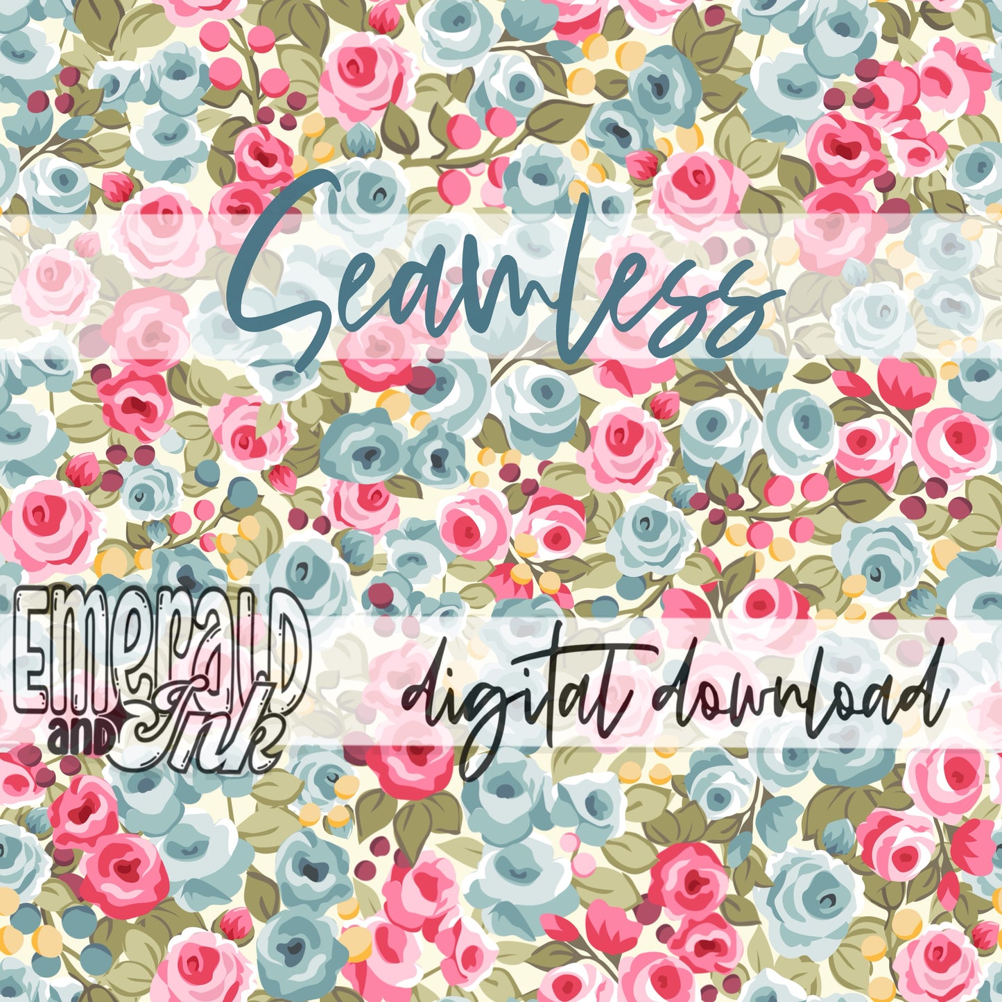 Hand Drawn Doodle Roses (Yellow) SEAMLESS Digital Download