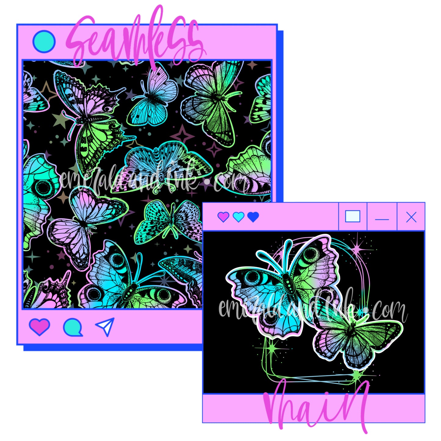 Neon Wings PNG - Digital Download
