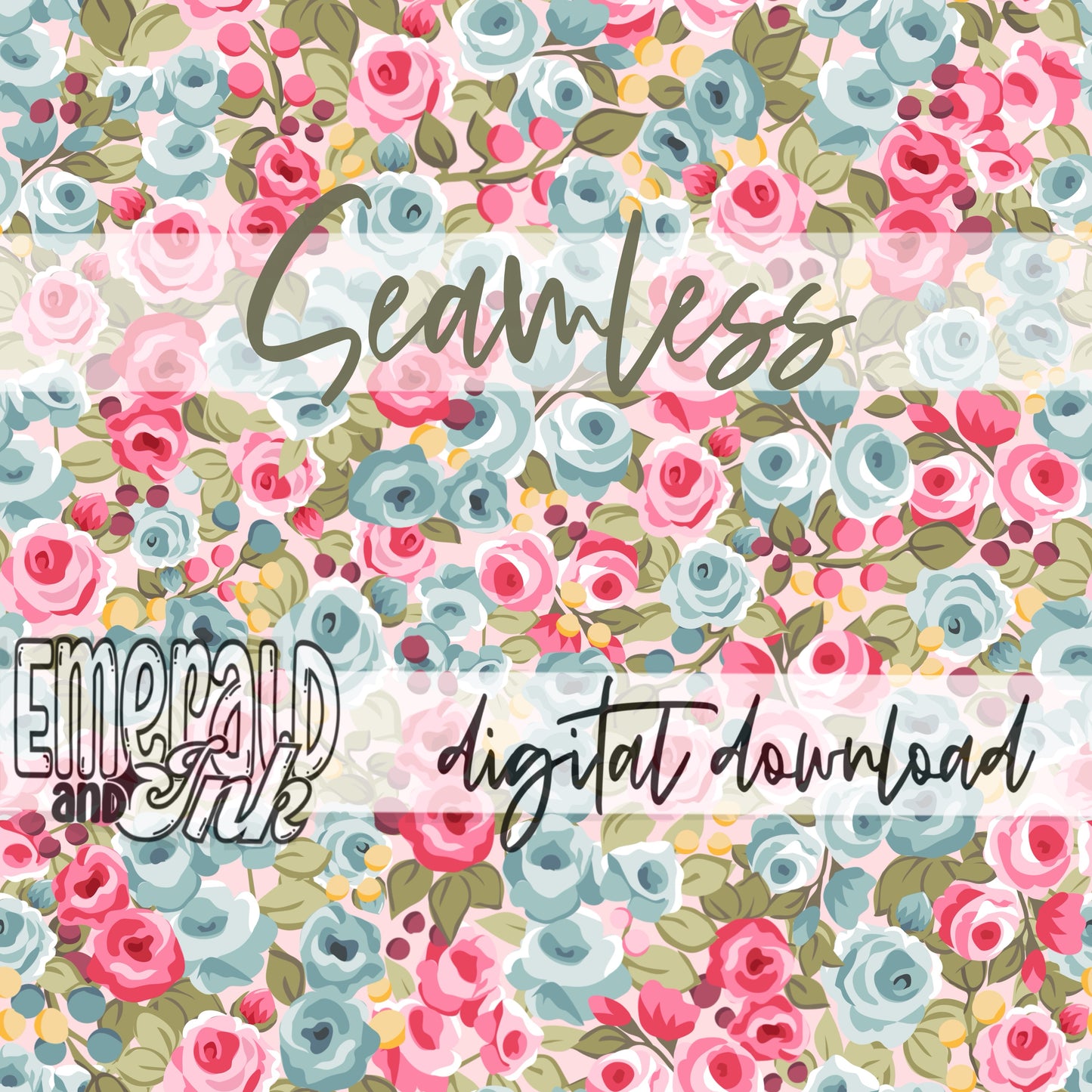 Hand Drawn Doodle Roses (Pink) SEAMLESS Digital Download