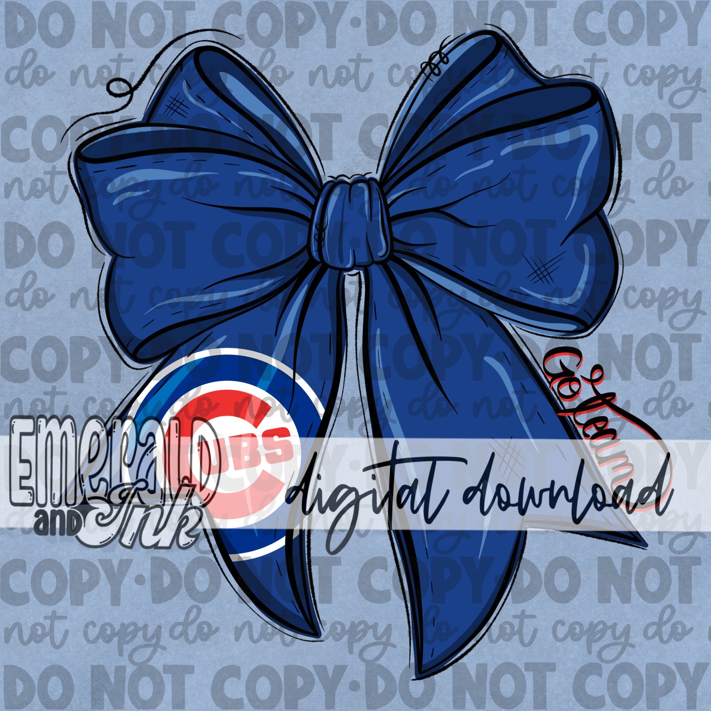 Baseball Team Bow CC Digital Download