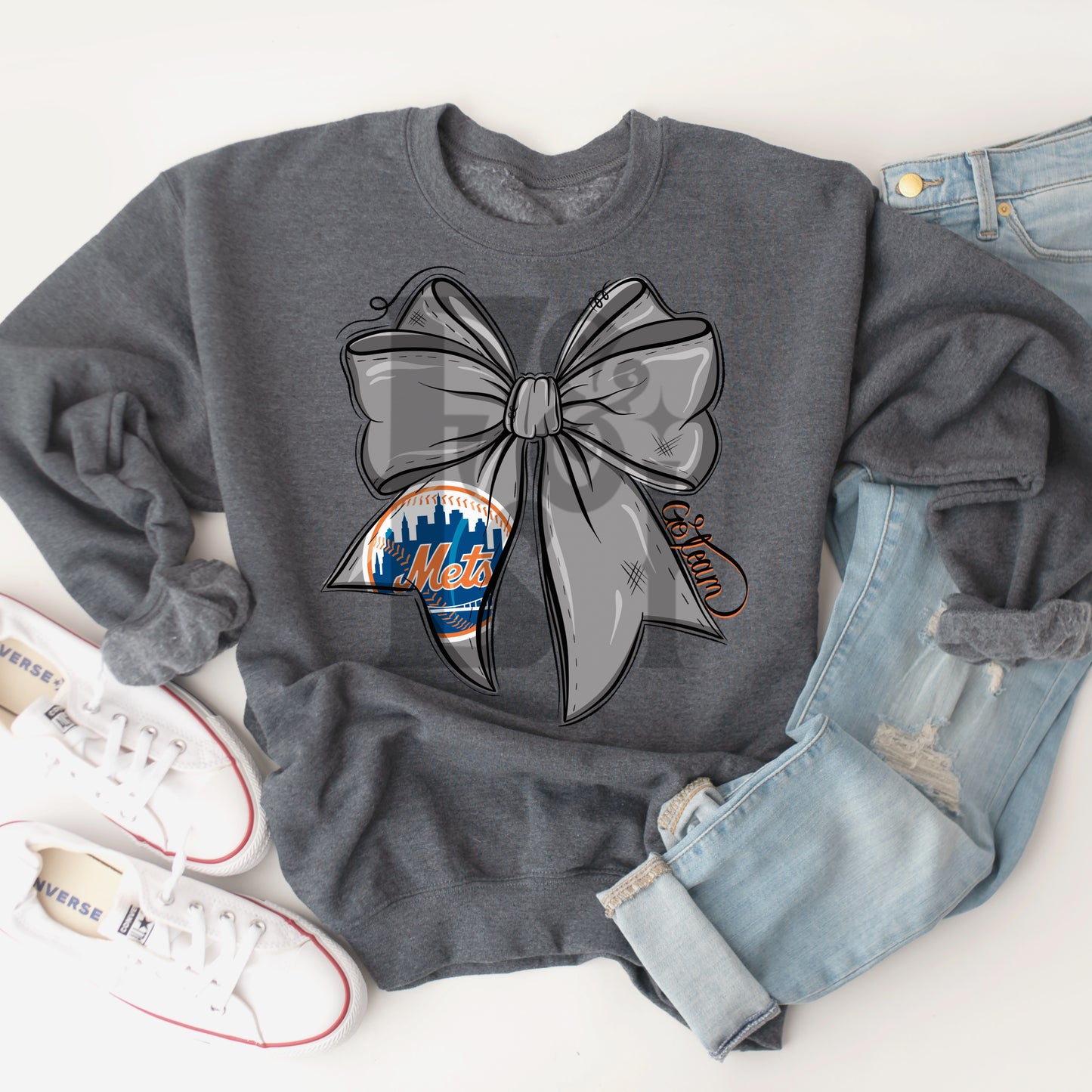 Baseball Team Bow NYM GREY Digital Download