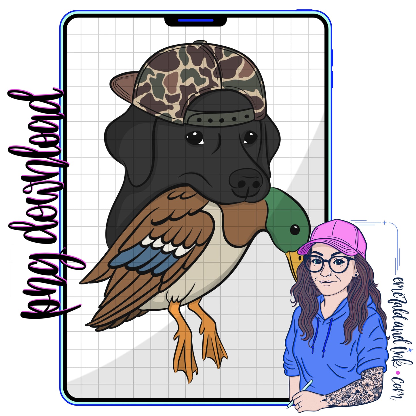 Black Lab Duck Hunter - Digital Download