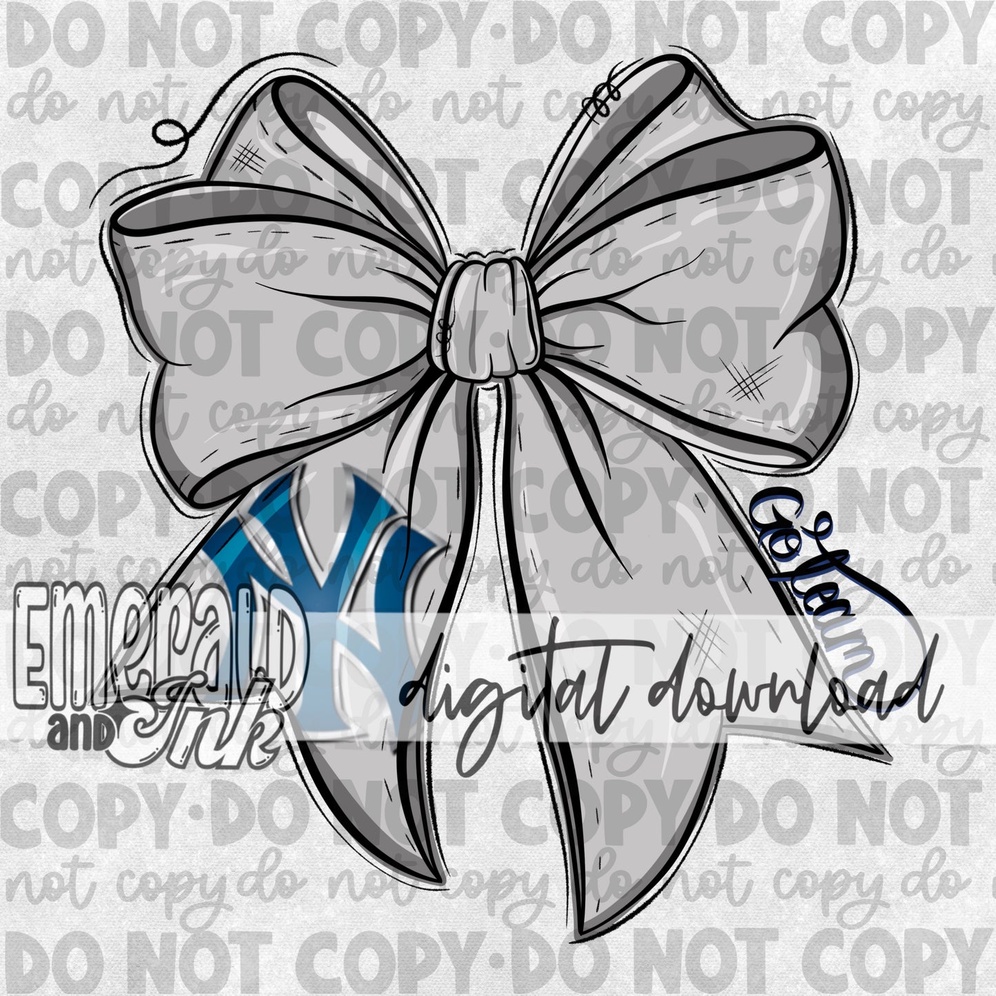 Baseball Team Bow NYY 1 Digital Download
