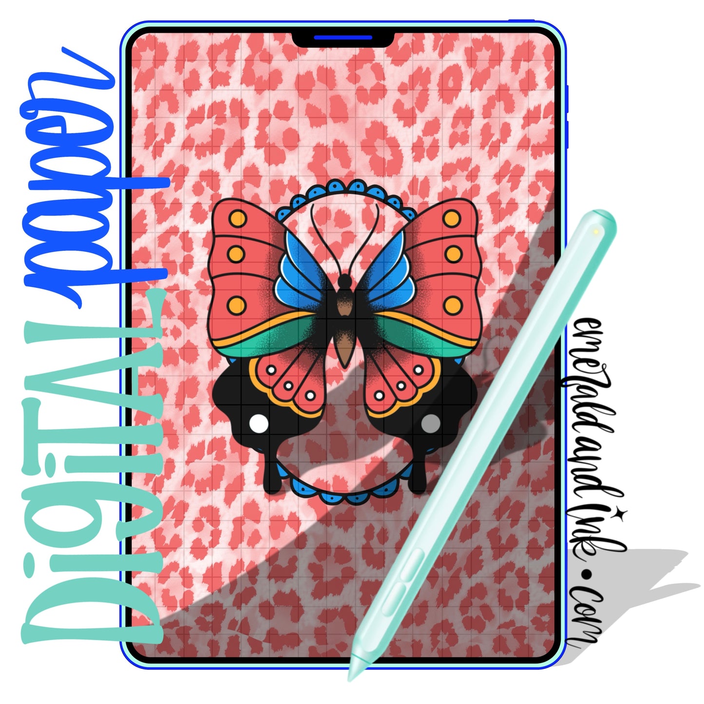 Preppy Tattoo Butterfly Digital Paper Download