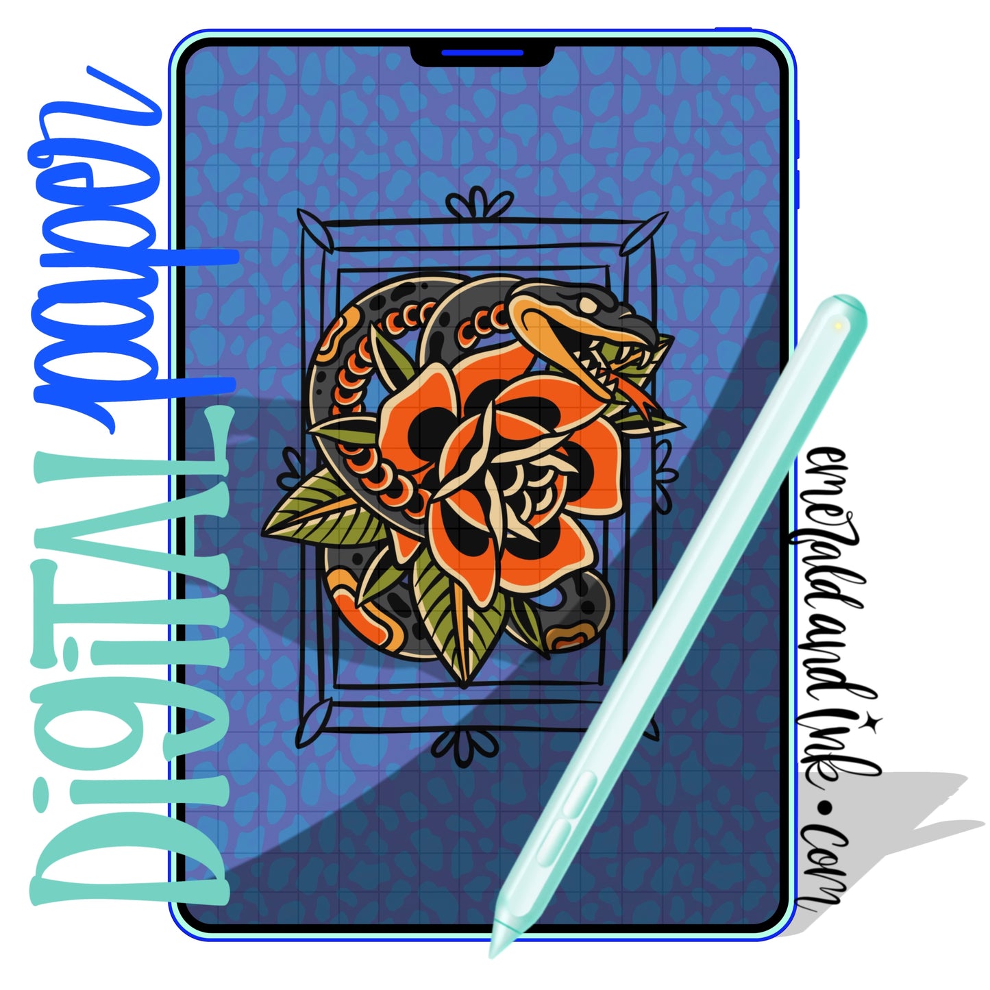 Preppy Tattoo Snake Digital Paper Download