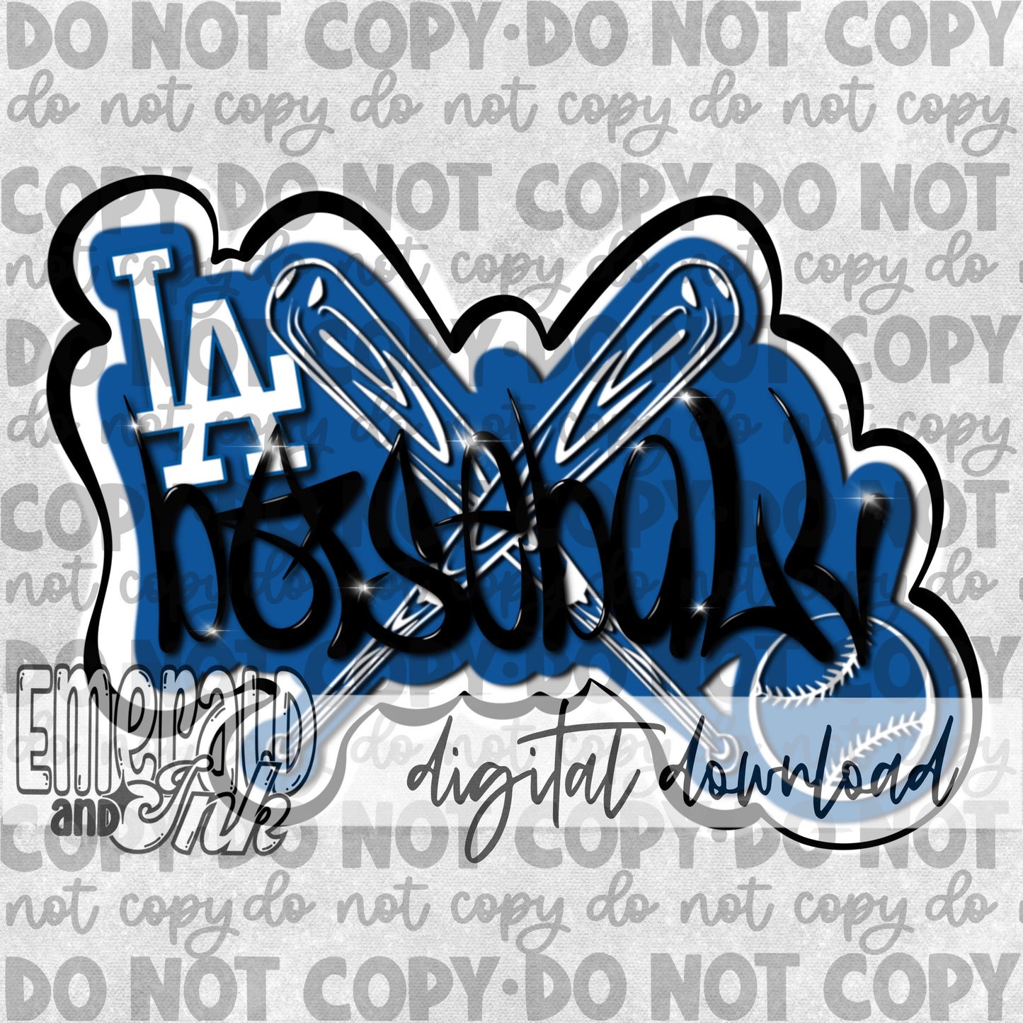 Graffiti Baseball Team Cali Blue - Digital File Download