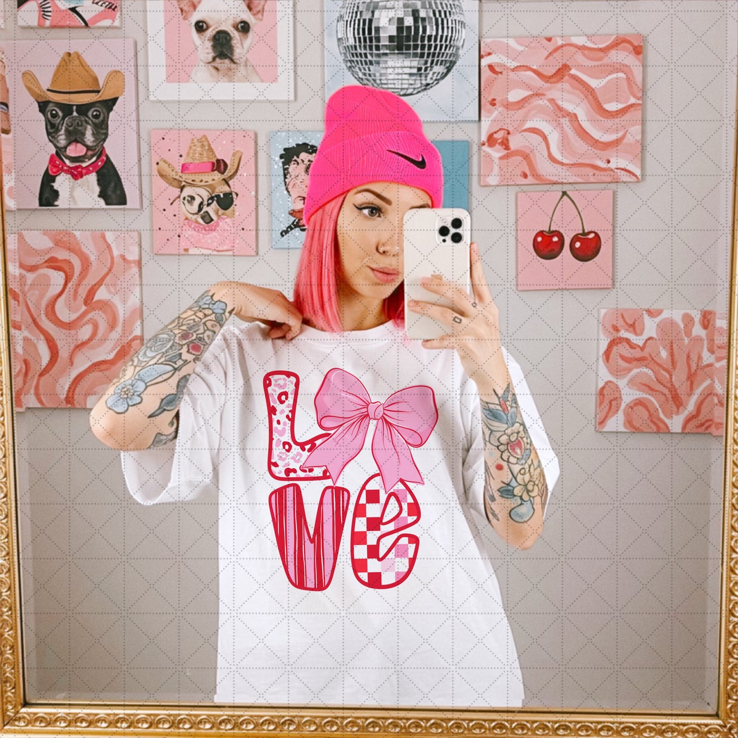 LOVE Bow Pink PNG