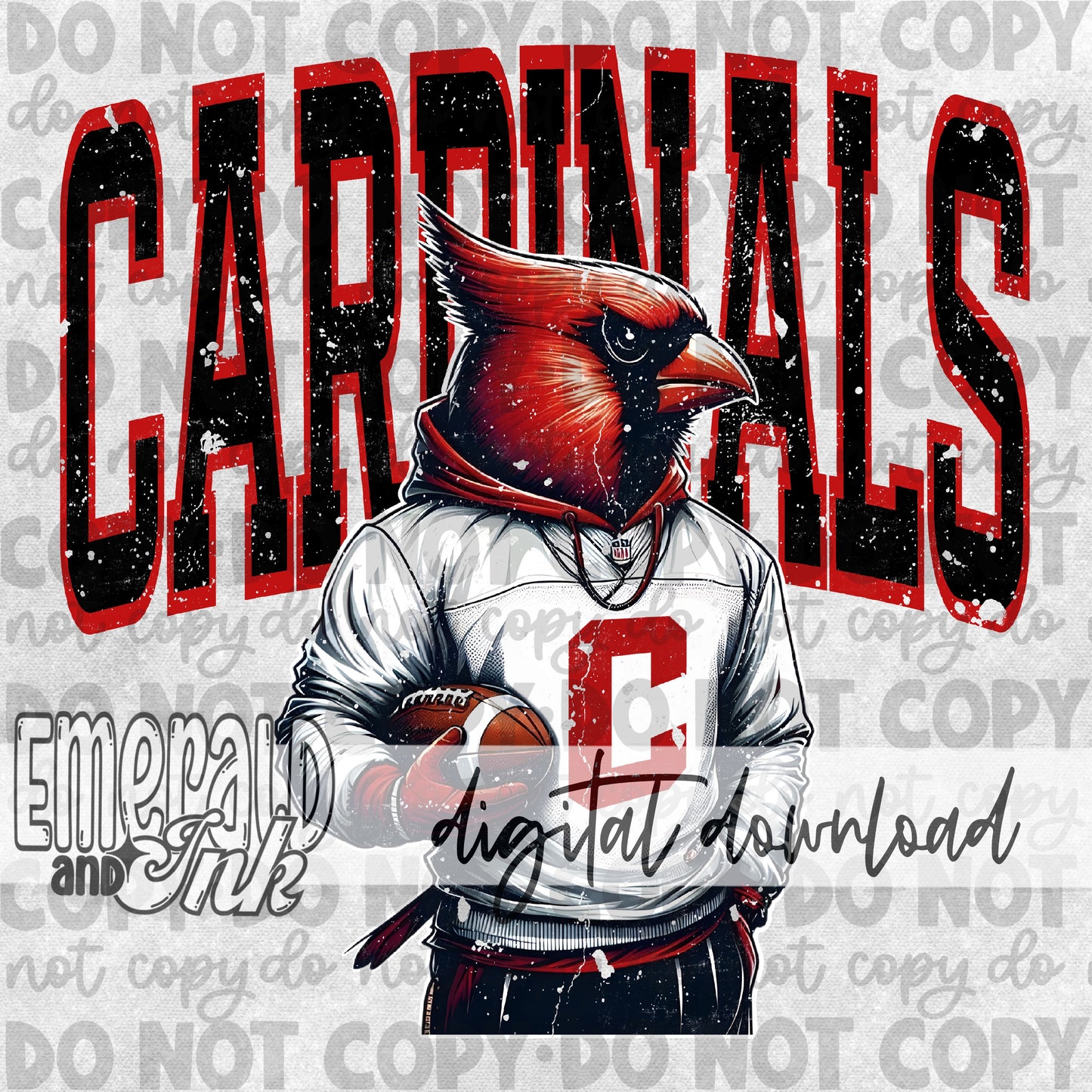 Cardinals Football Grungy Mascot - DIGITAL Download