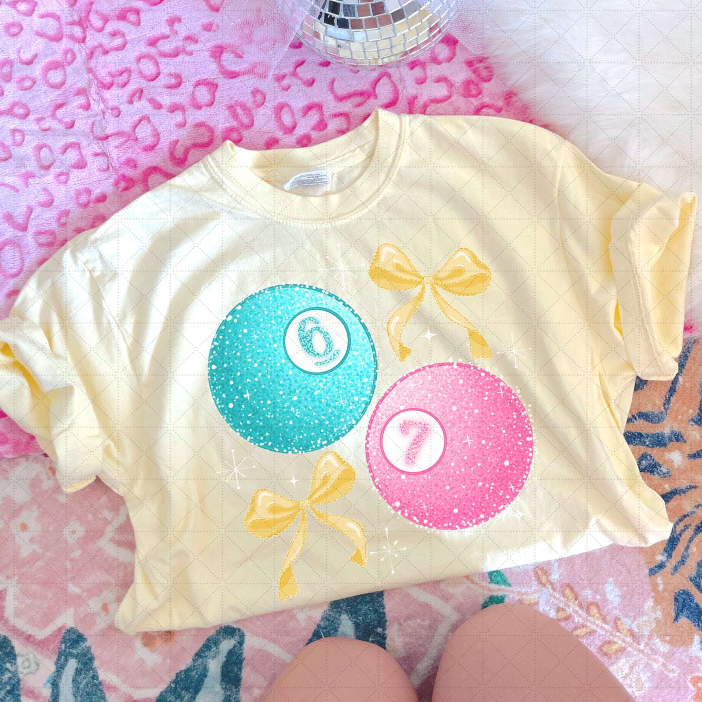 Six Seven Girly Glitter Pool Balls PNG