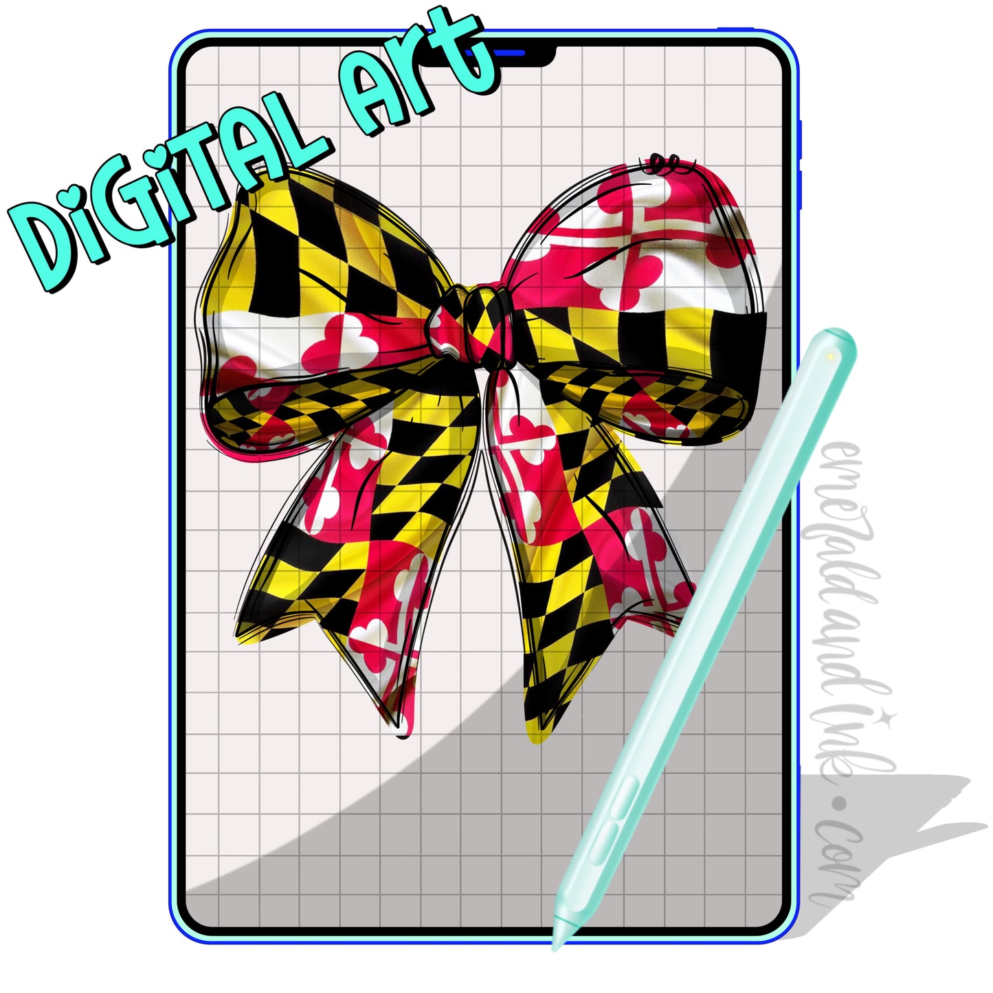 Maryland Flag Bow *Hand Drawn - Digital Download