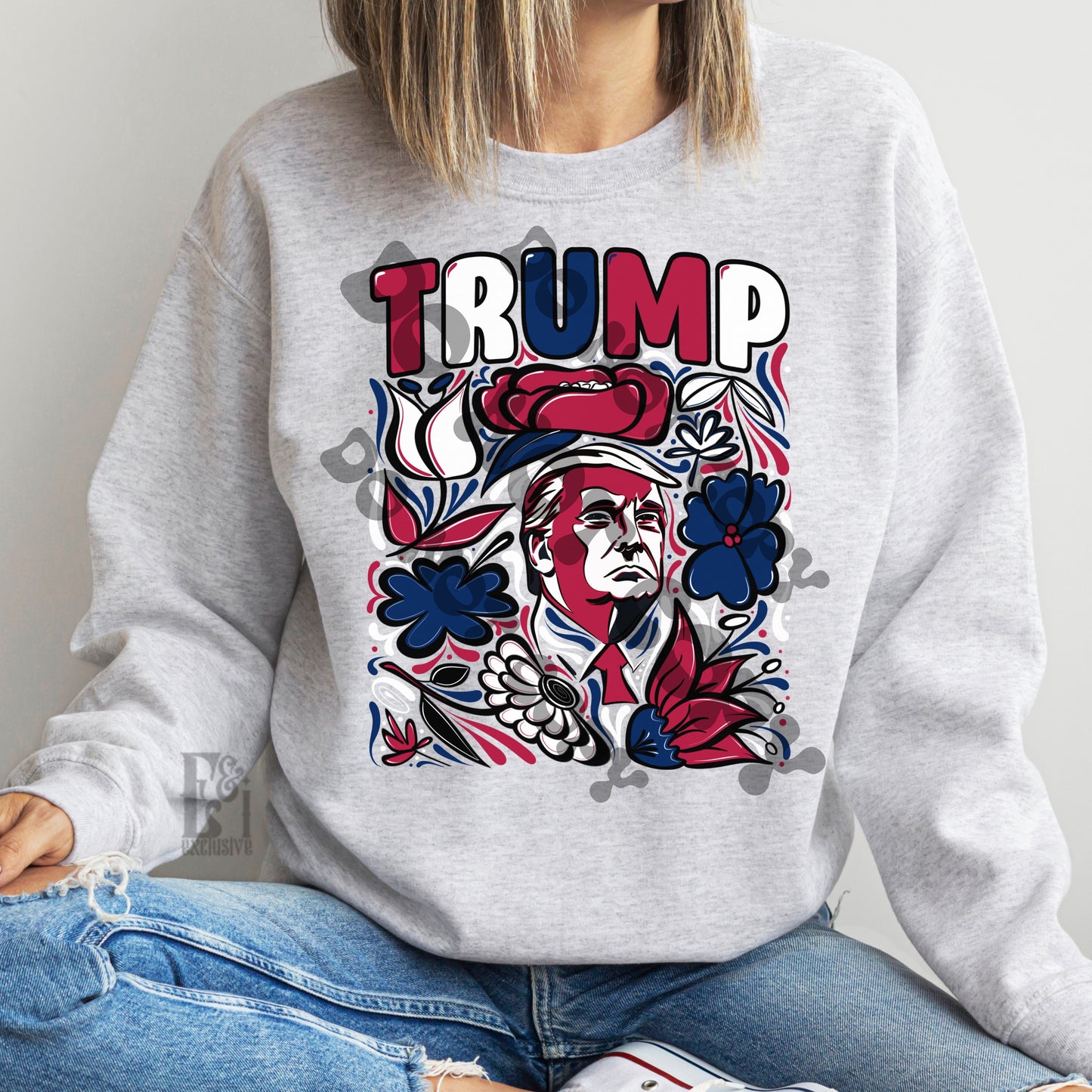 Hand-drawn Doodle Flowers TRUMP Digital Download