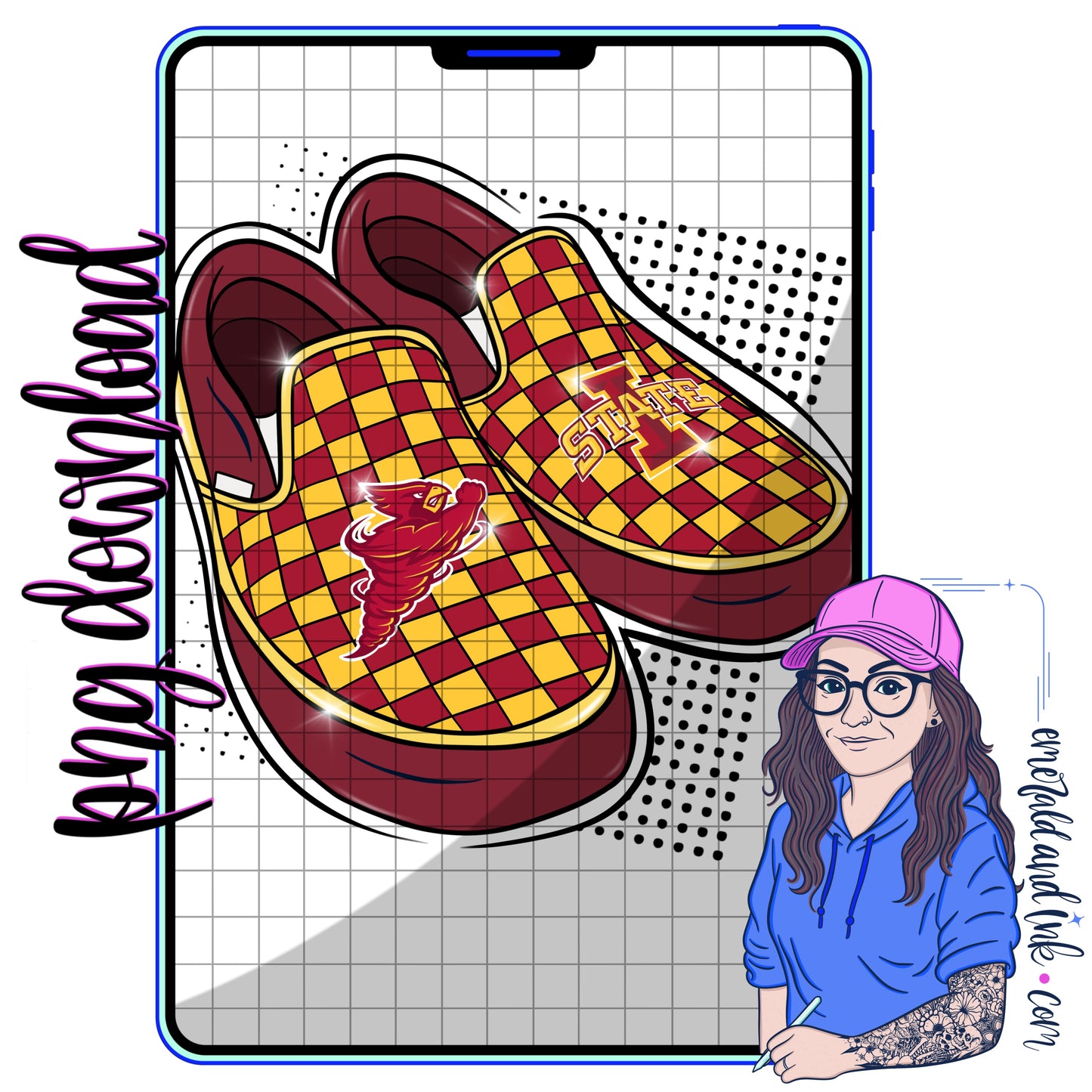 *ORIGINAL DESIGNER* Cyclones Collegiate Shoes PNG Digital File