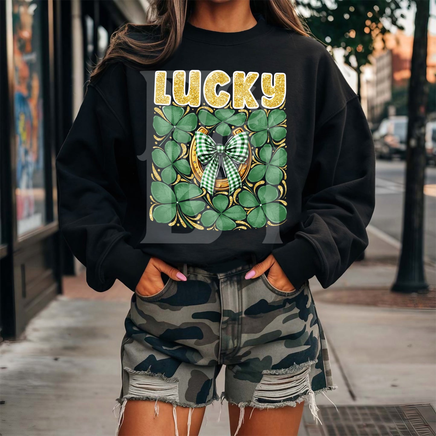 Glitter Lucky Clovers & Horseshoe Digital Download