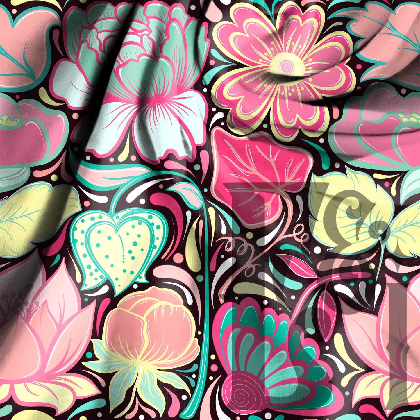 Hand Drawn Doodle Flowers SEAMLESS Digital Download
