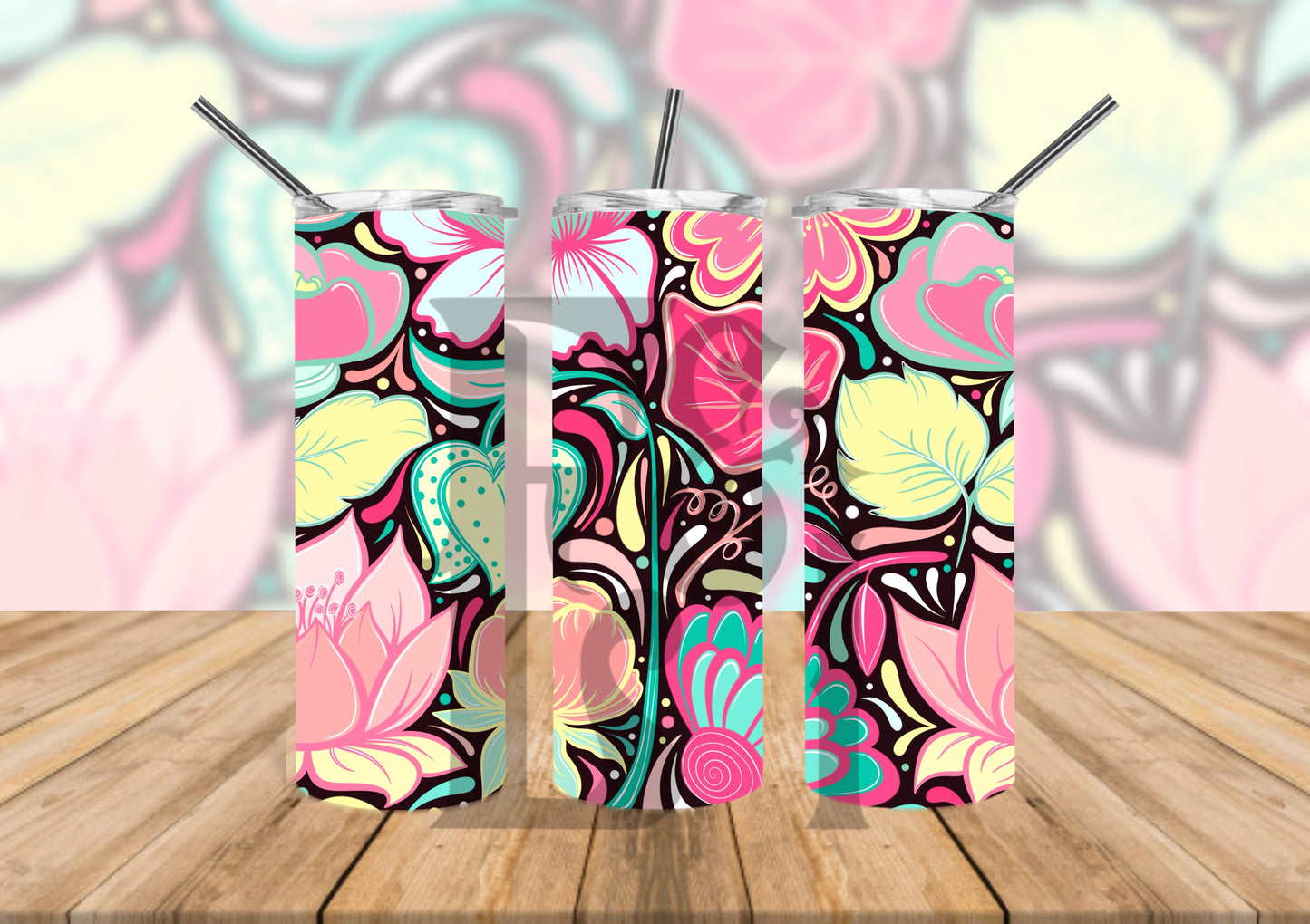 Hand Drawn Doodle Flowers SEAMLESS Digital Download