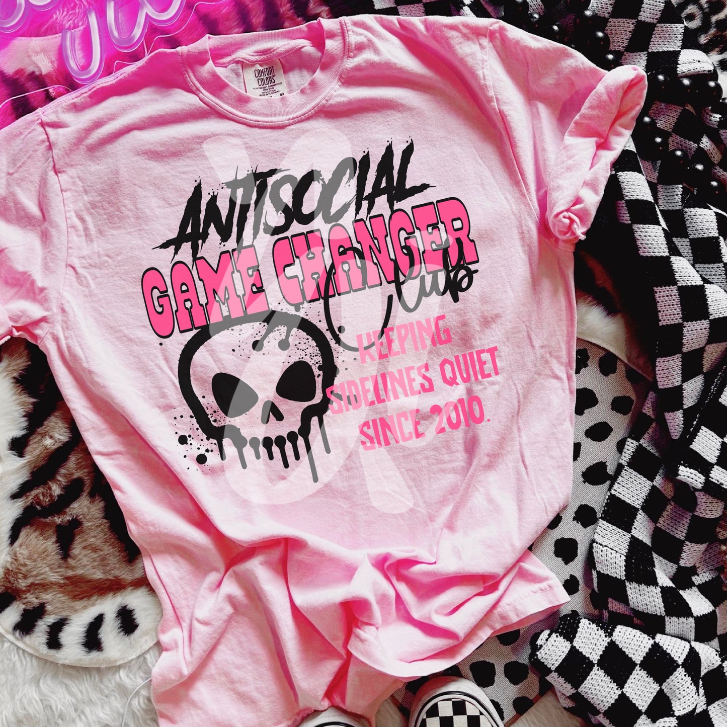 Antisocial Game Changer Club (splatter skull) - PNG Digital Download