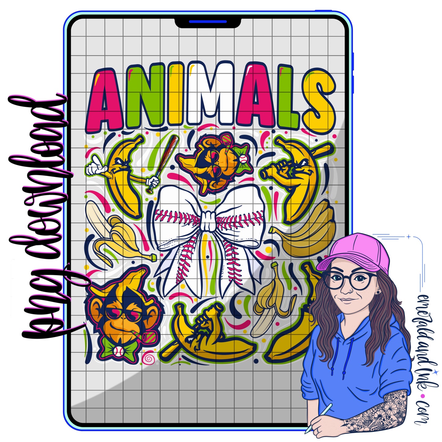 ANIMALS Baseball Collage - Digital Download