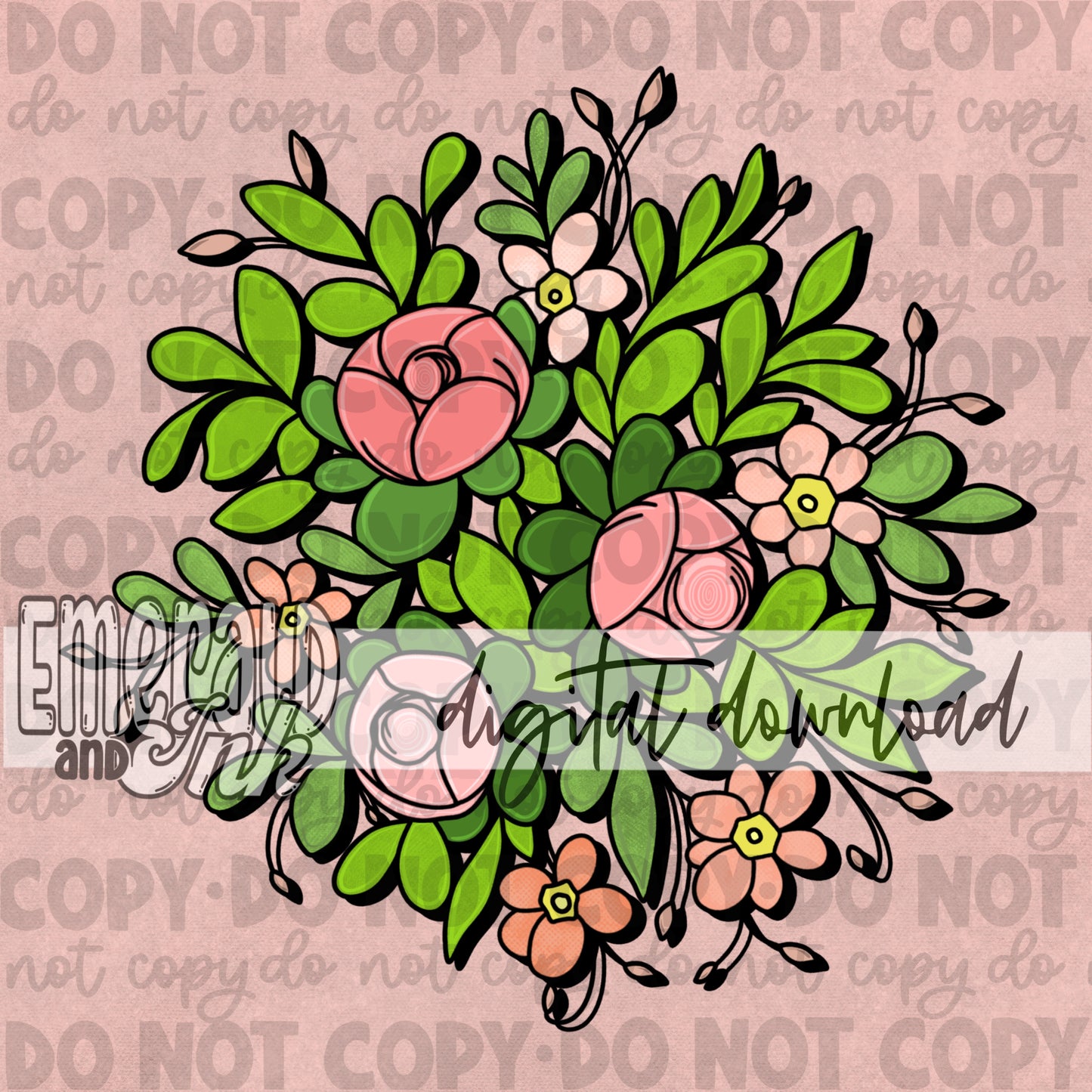 Comic Rose Bush Clipart Digital Download