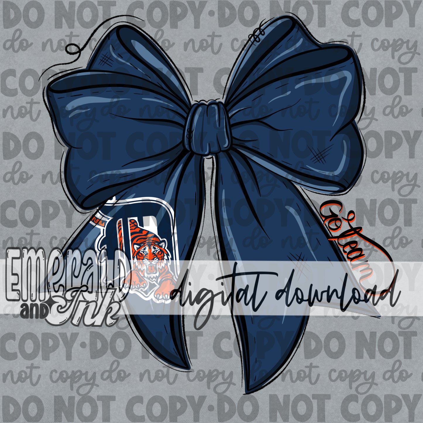 Baseball Team Bow DT Digital Download