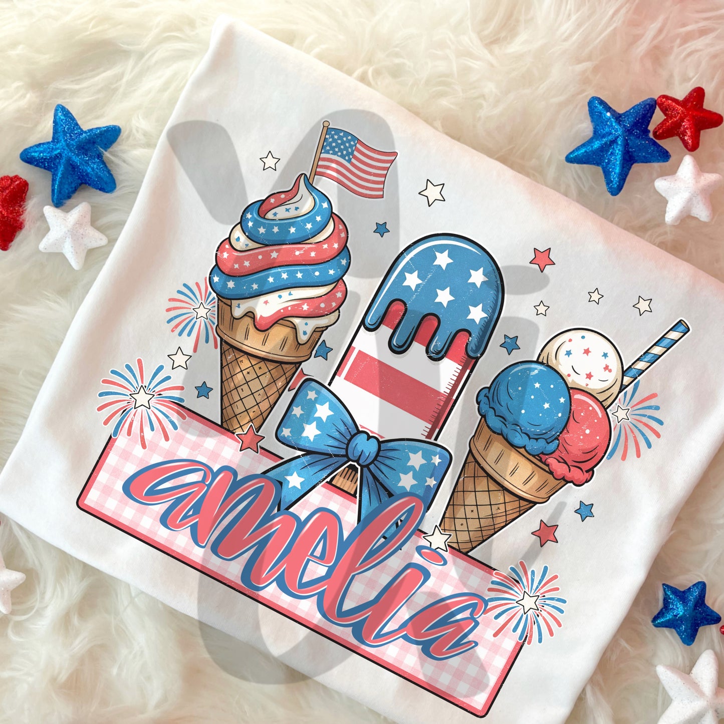 Hand Lettered Name 4th of July Digital