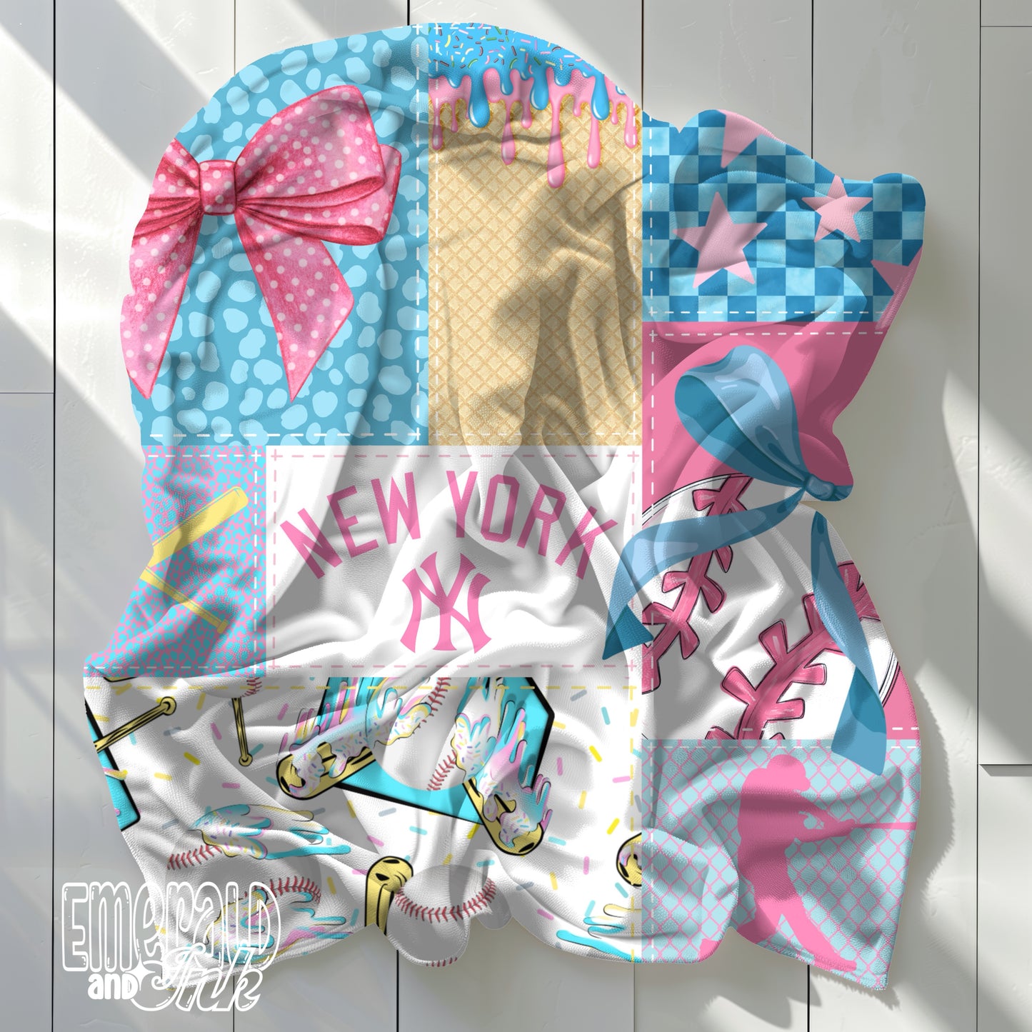 Baseball Team Drip Patchwork Digital File - NY