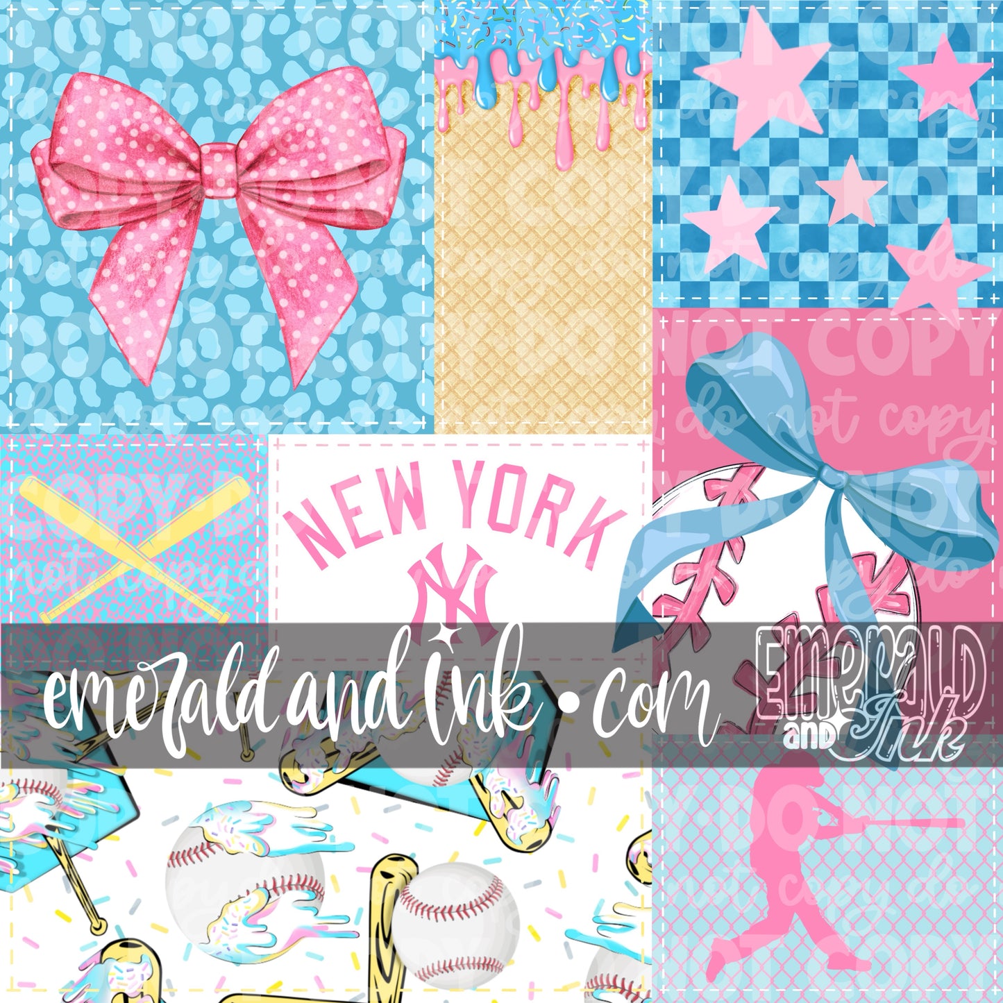 Baseball Team Drip Patchwork Digital File - NY
