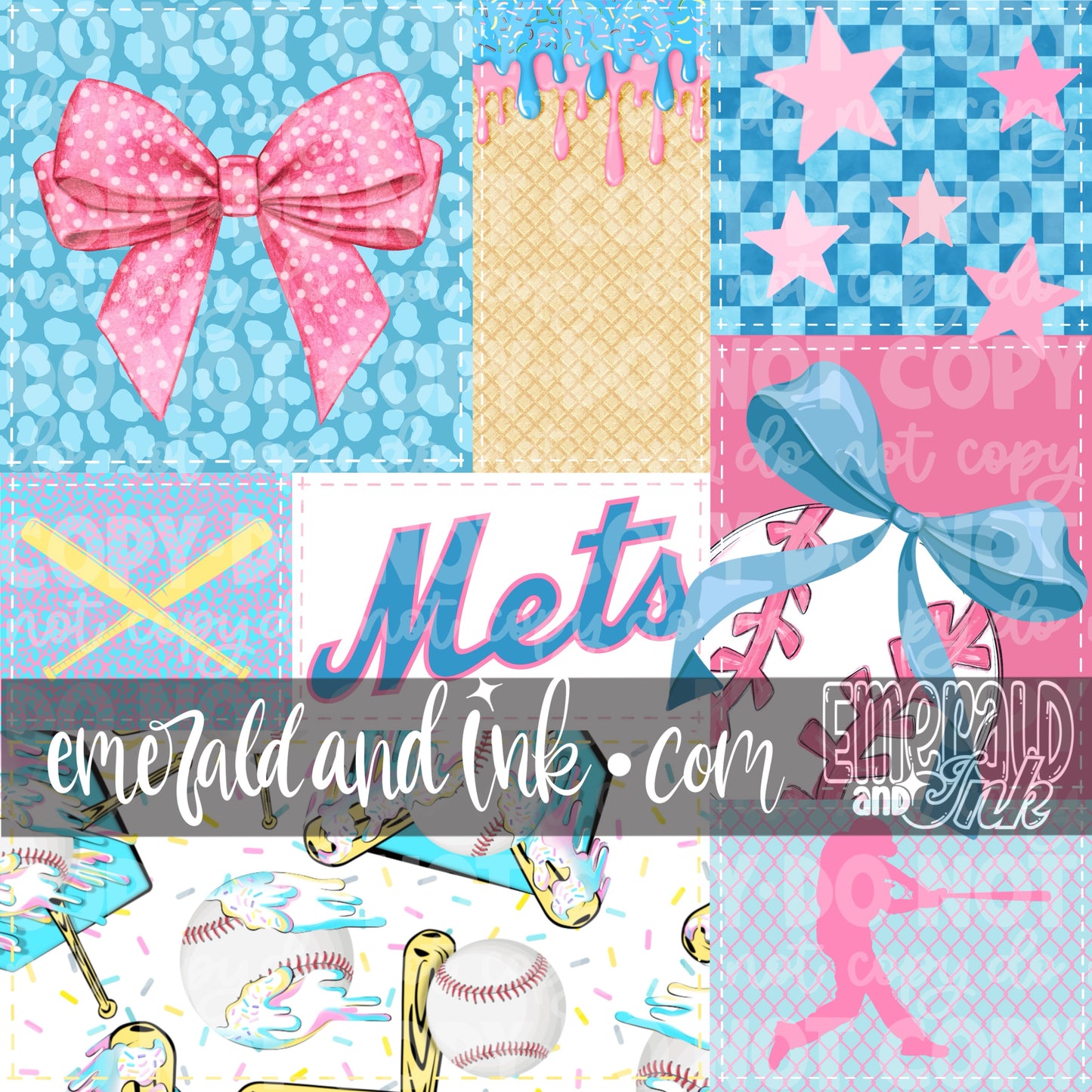 Baseball Team Drip Patchwork Digital File - NYM