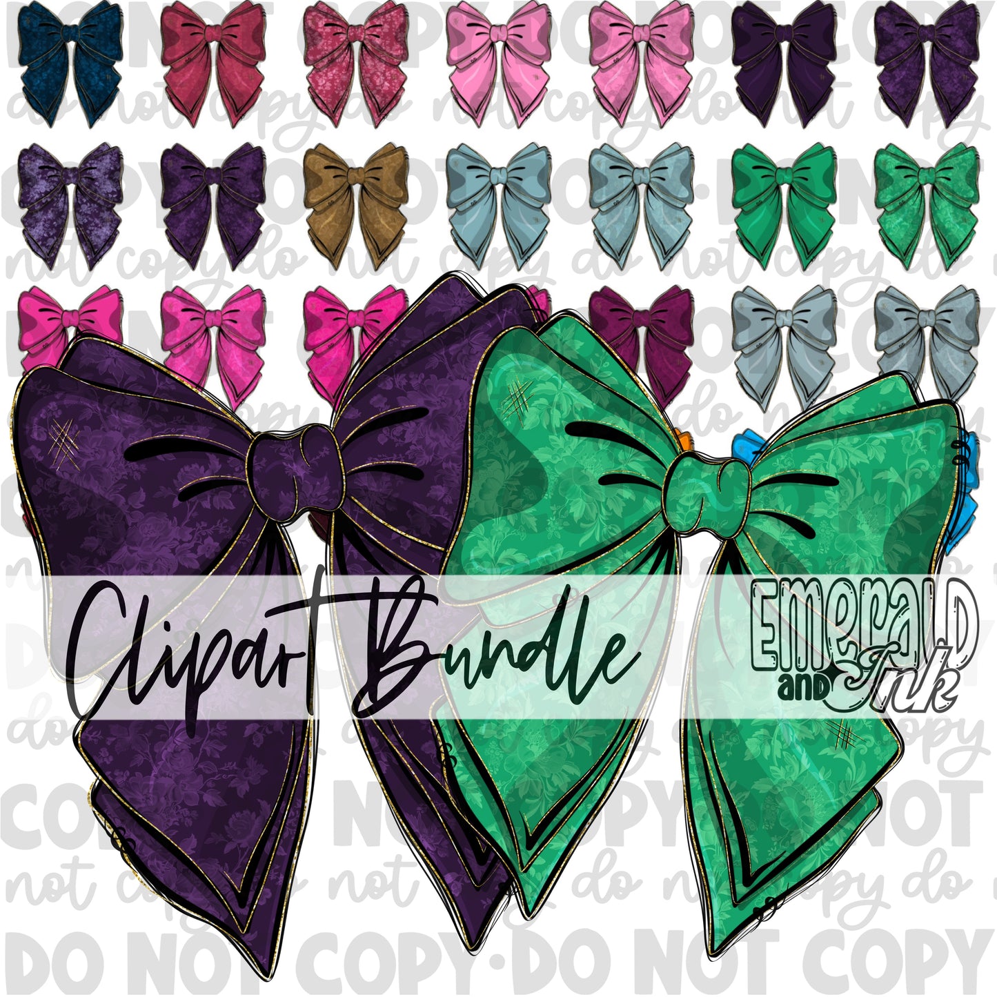 Hand Drawn Doodle Bow Clipart Bundle Digital Download