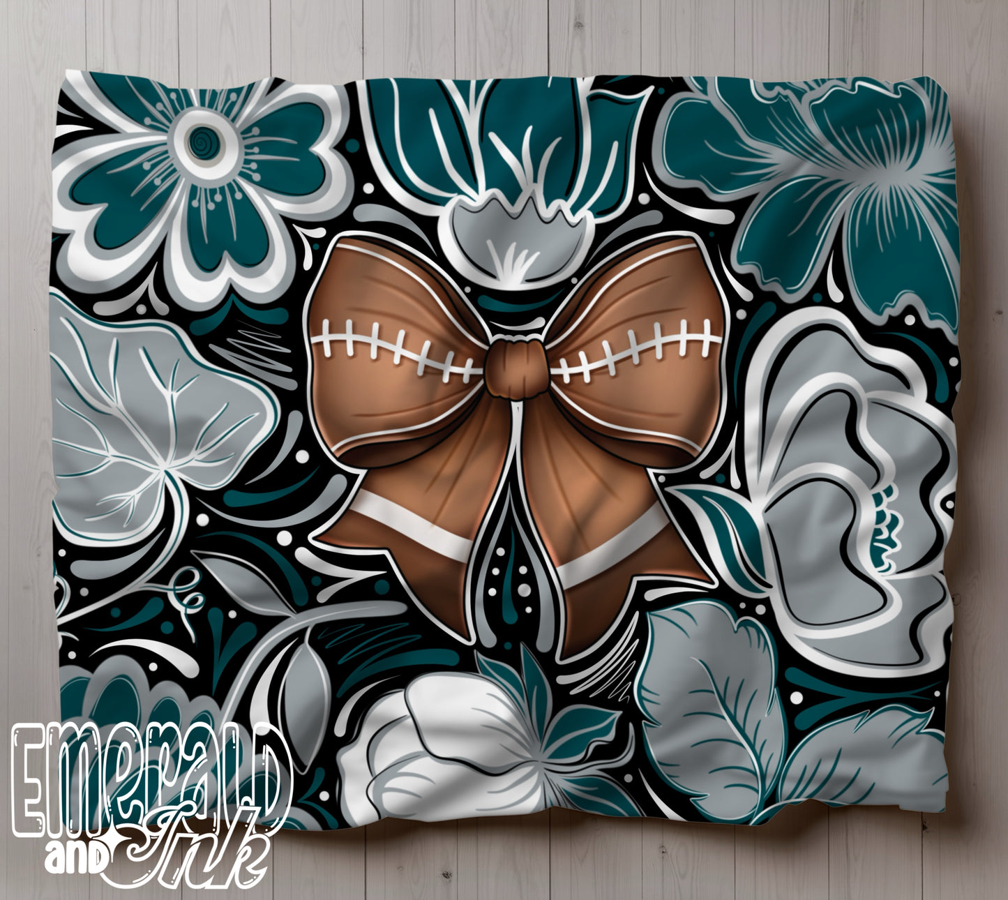 Team Colors Football Bow Cozy Throw Blanket - Multiple Sizes Available