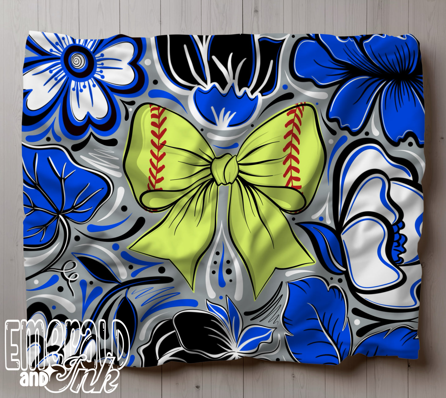 Team Colors Softball Bow Cozy Throw Blanket - Multiple Sizes Available