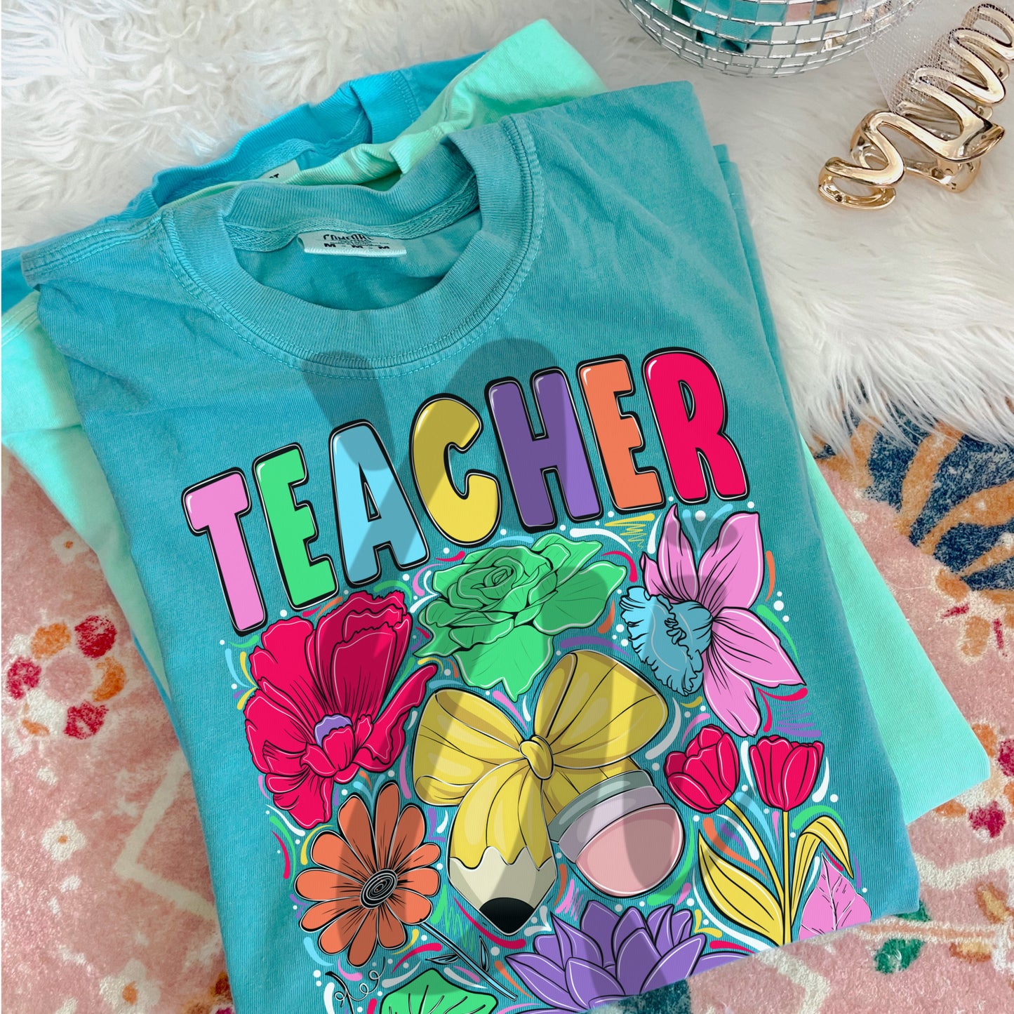 Teacher Bow Hand Drawn Doodle Flowers Digital Download