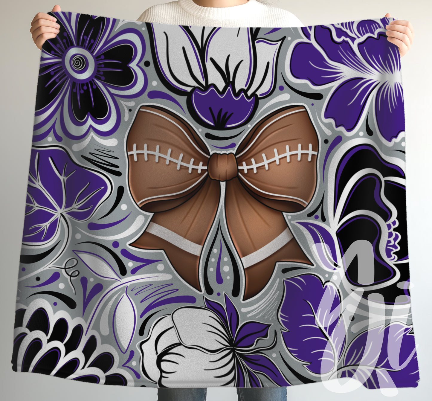 Football Doodle Flower Team Color Seamless (Balt) - JPEG Digital Download