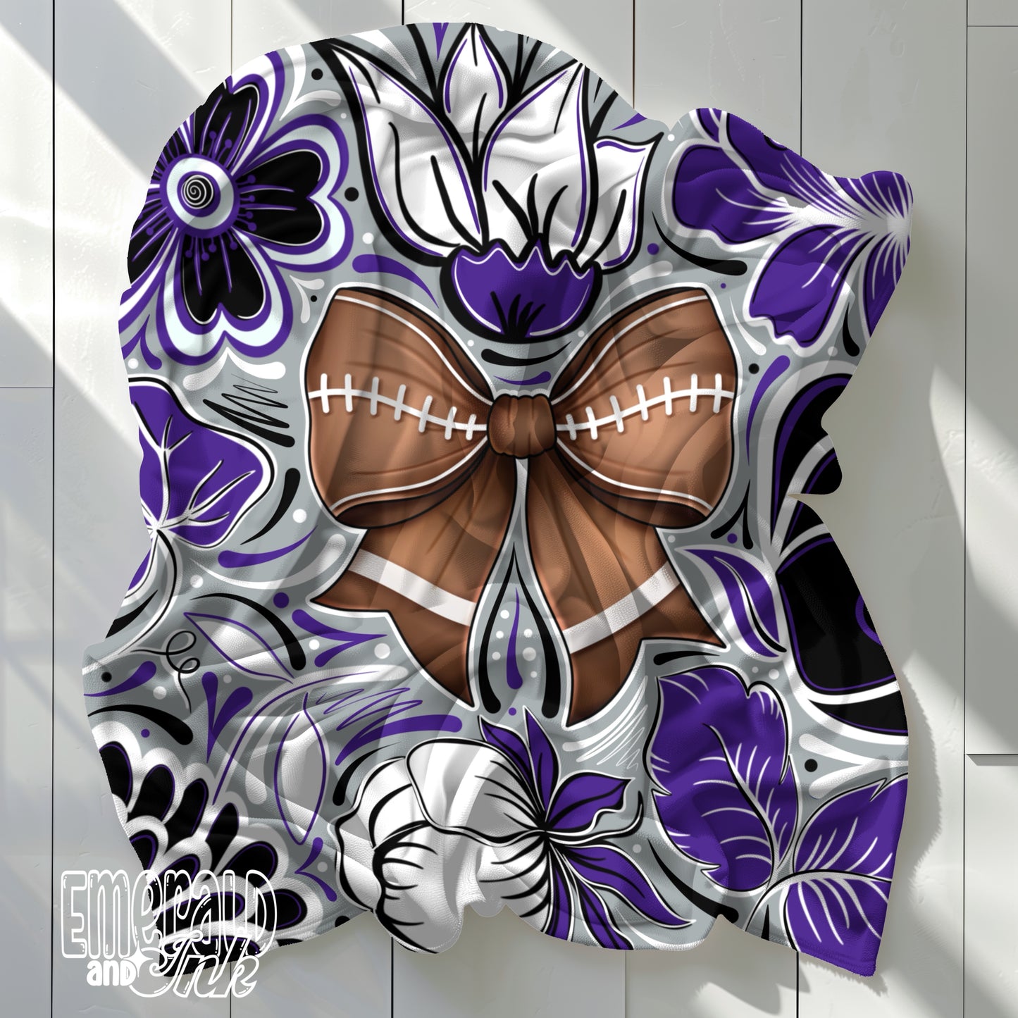 Football Doodle Flower Team Color Seamless (Balt) - JPEG Digital Download