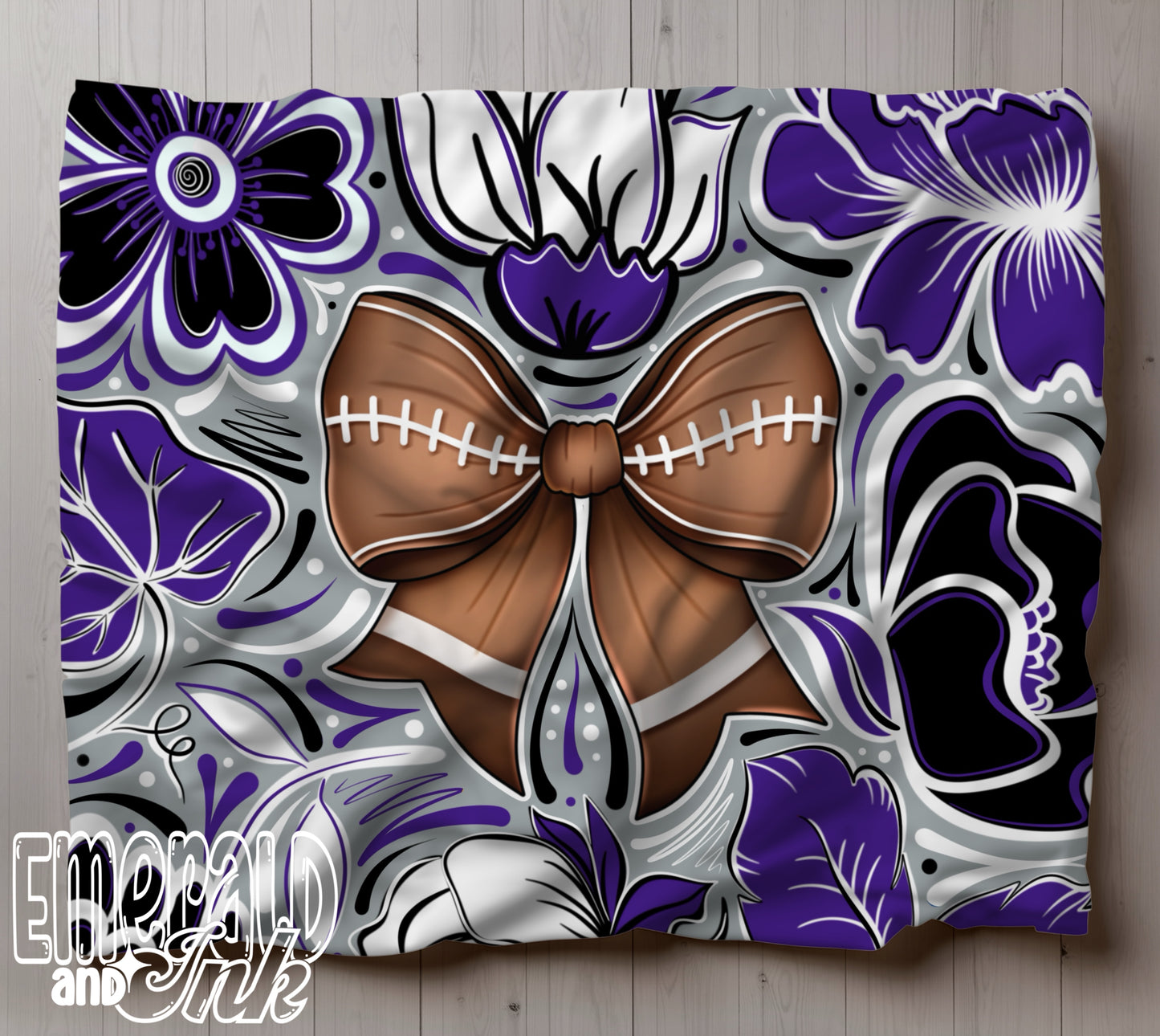 Football Doodle Flower Team Color Seamless (Balt) - JPEG Digital Download
