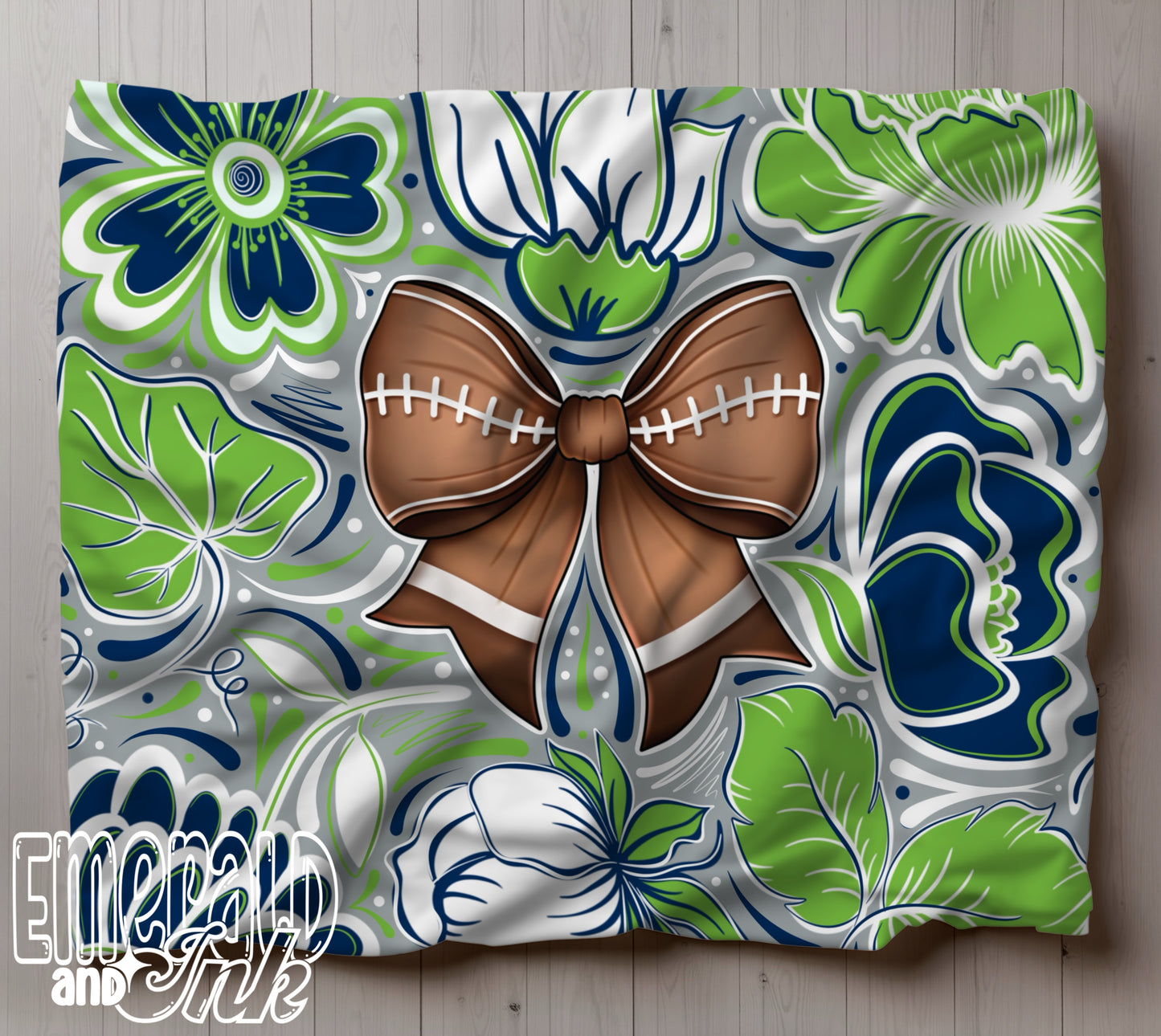 Football Doodle Flower Team Color Seamless (Seattle) - JPEG Digital Download