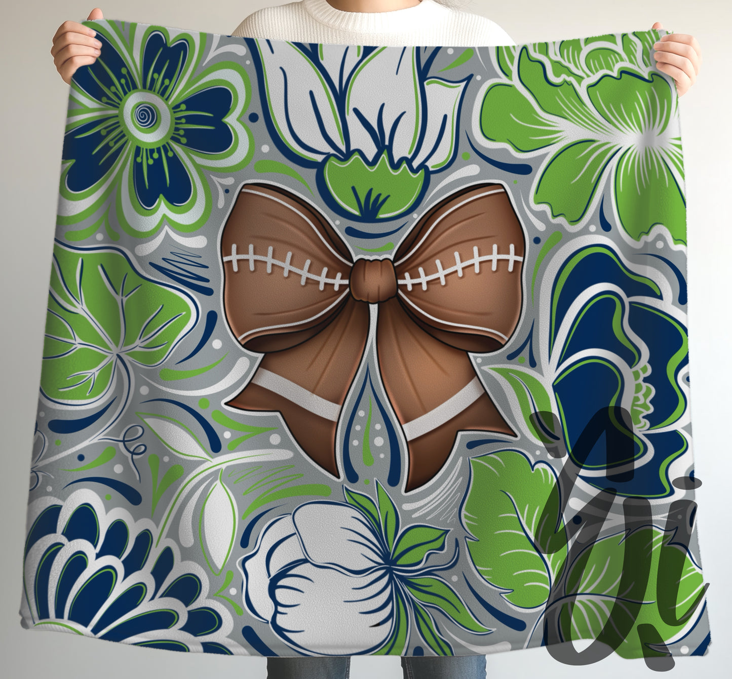 Football Doodle Flower Team Color Seamless (Seattle) - JPEG Digital Download