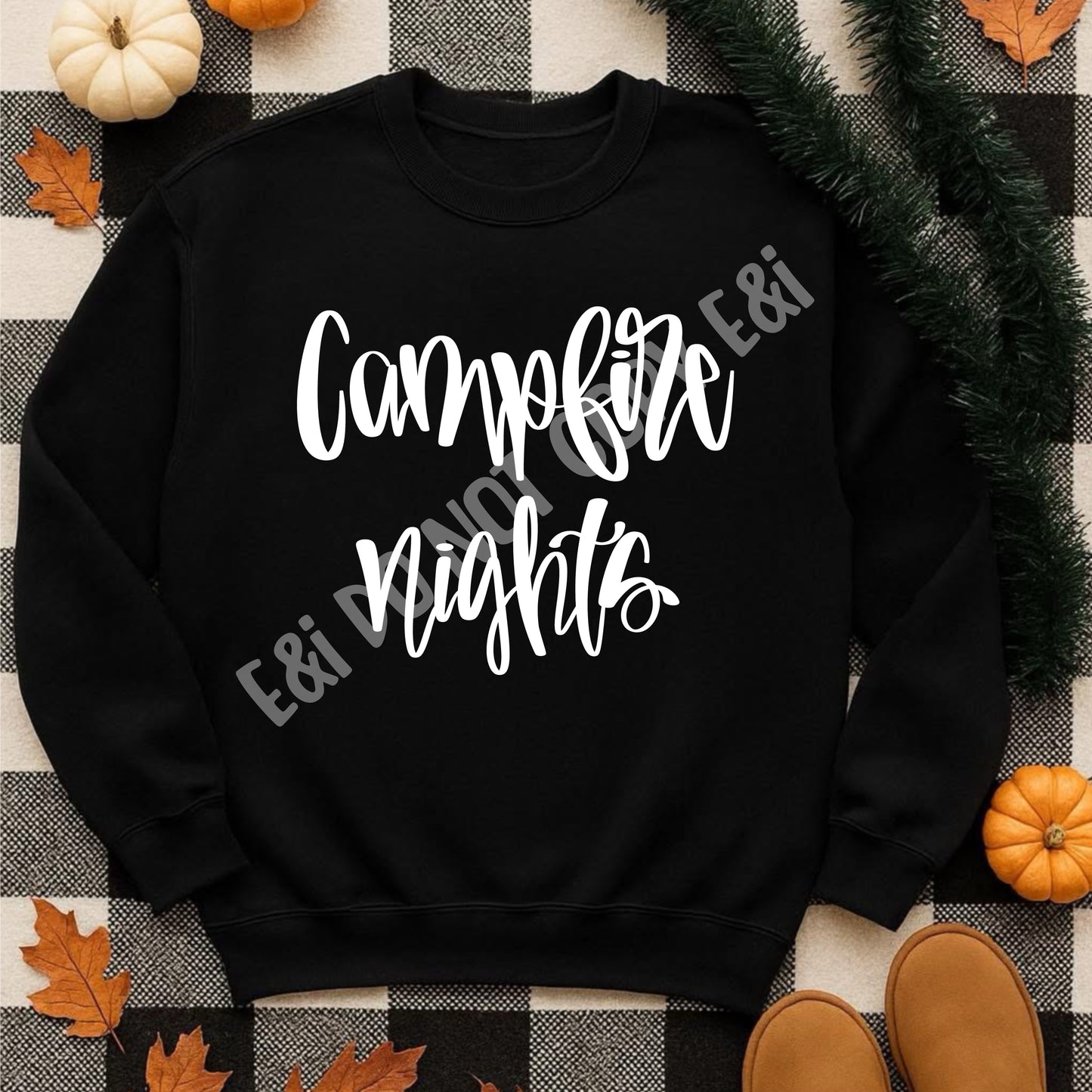 Campfire Nights Hand Lettered (black & white versions) - Digital Download