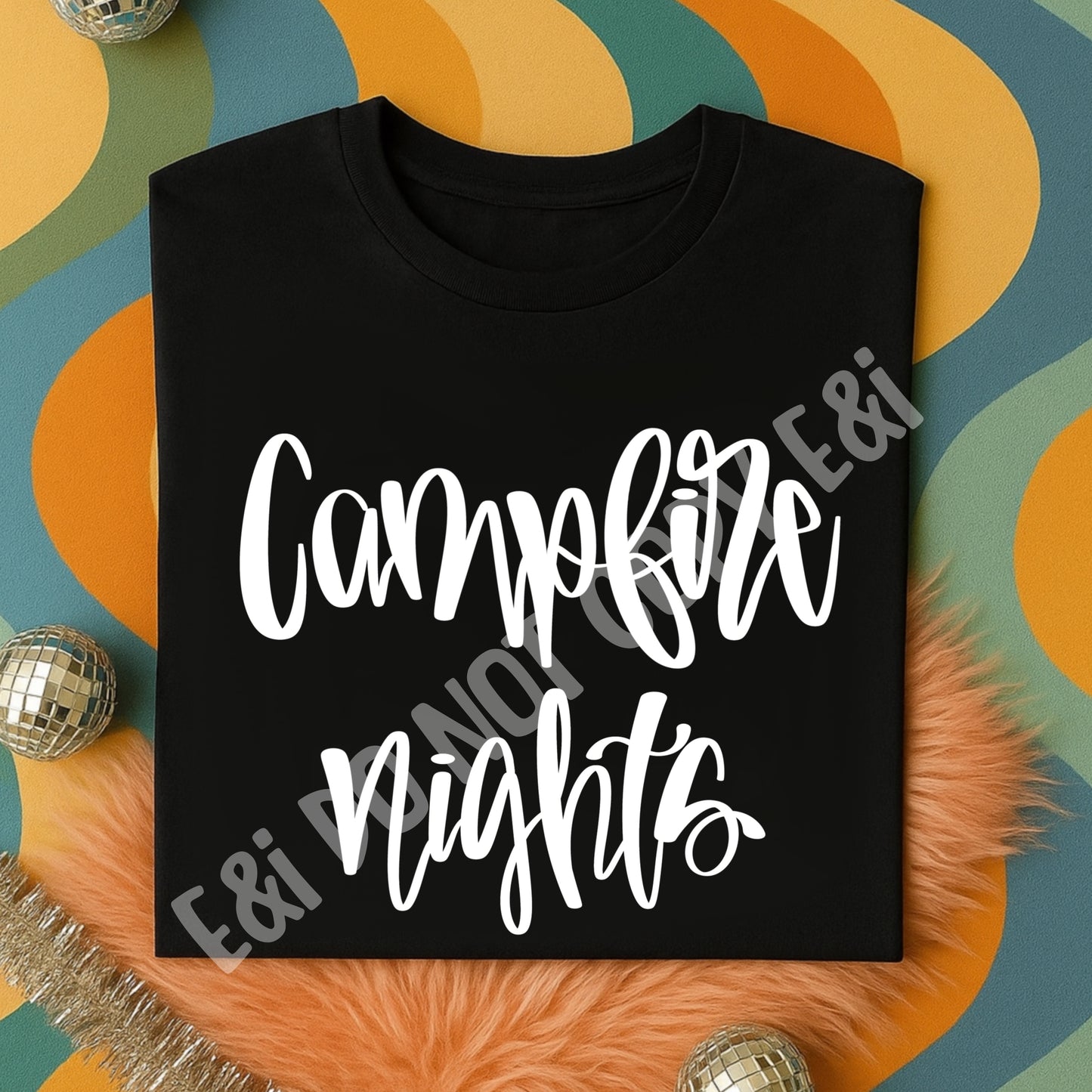 Campfire Nights Hand Lettered (black & white versions) - Digital Download