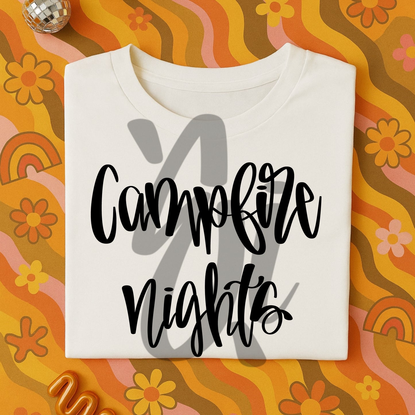 Campfire Nights Hand Lettered (black & white versions) - Digital Download