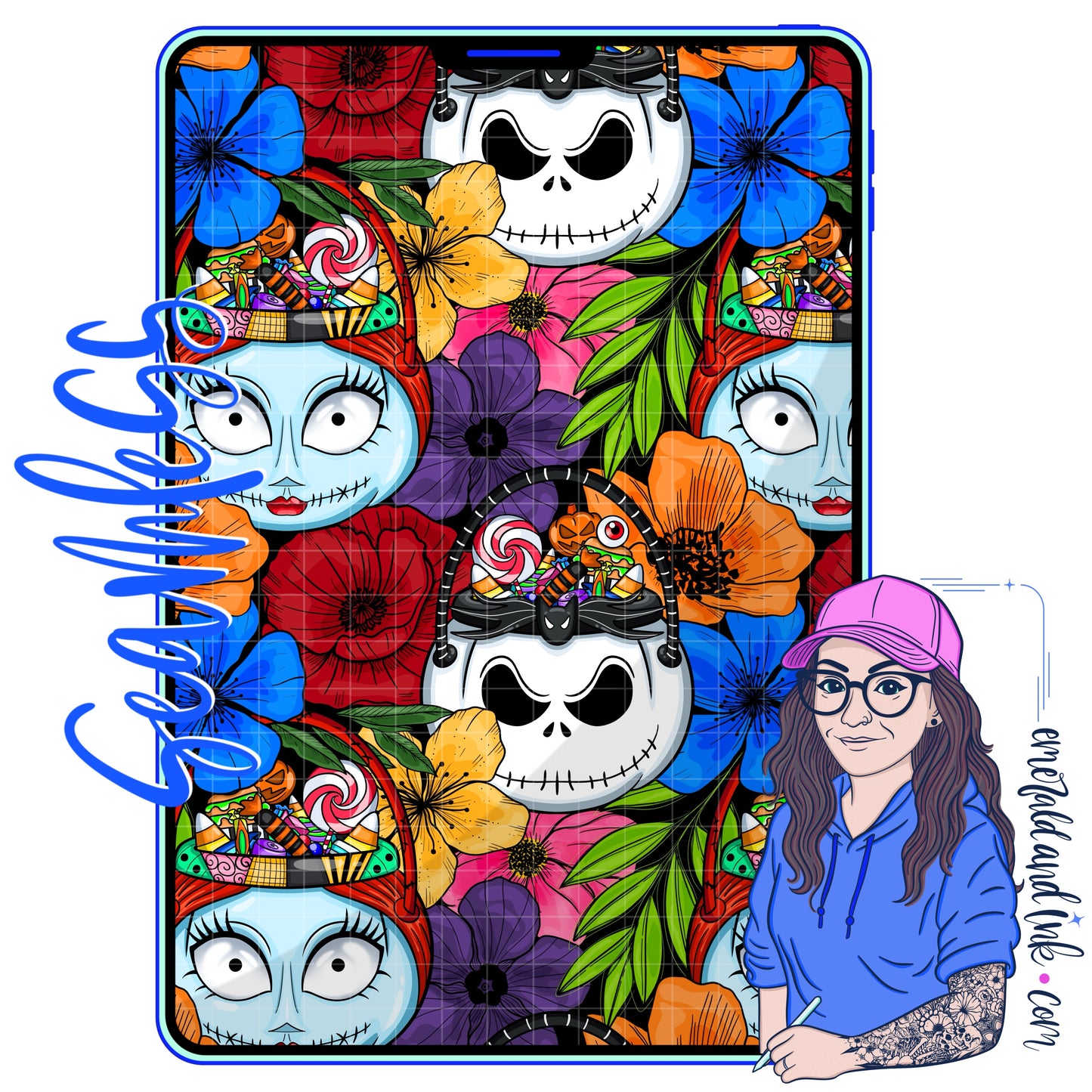 Jack&Sally Bucket Seamless - JPEG Digital Download