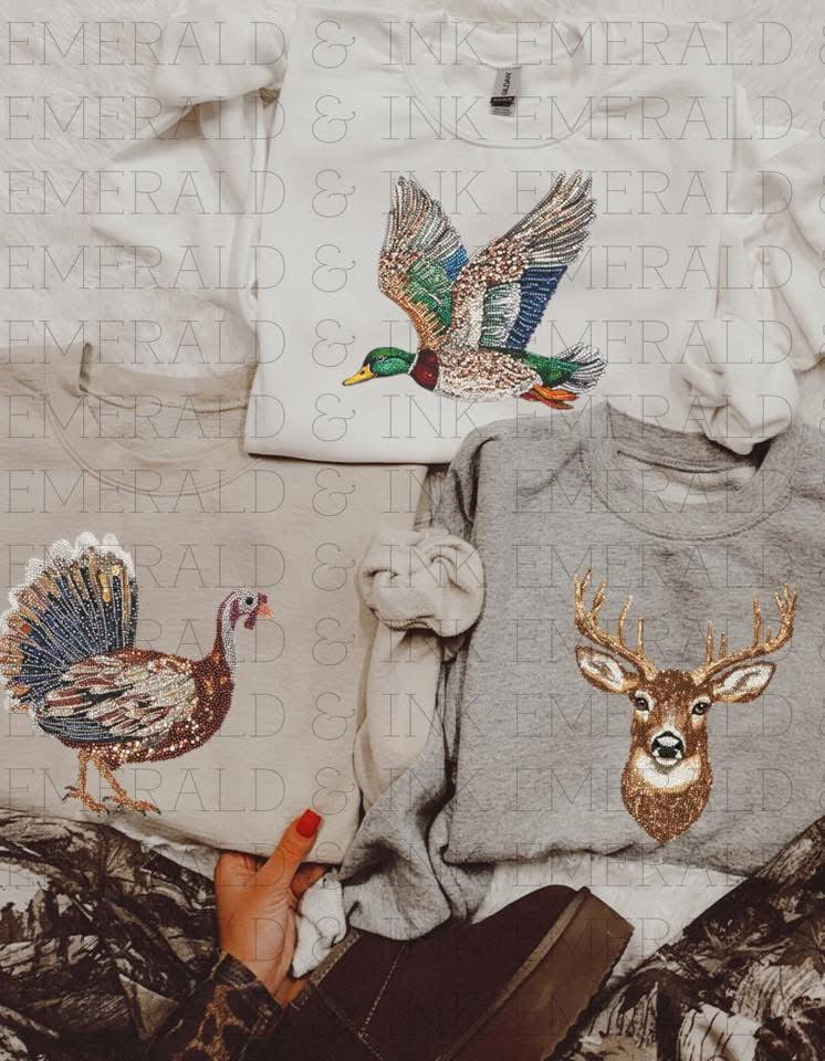 Faux Rinestone Country Chic Crew