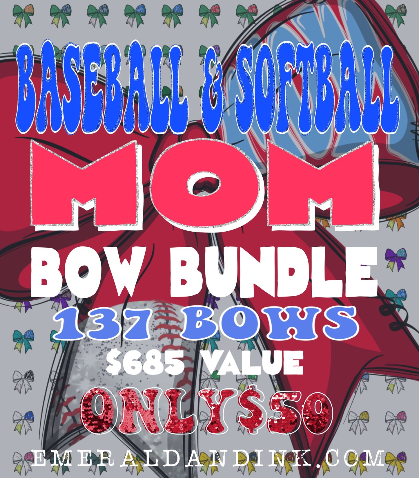 Baseball & Softball Mom Bow Bundle Digital Download