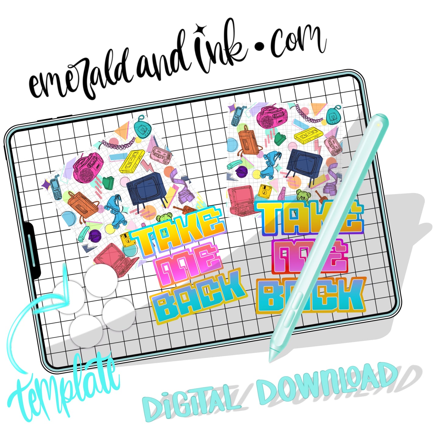 Take Me Back 90s Digital Download Set w/ Car Coaster Template