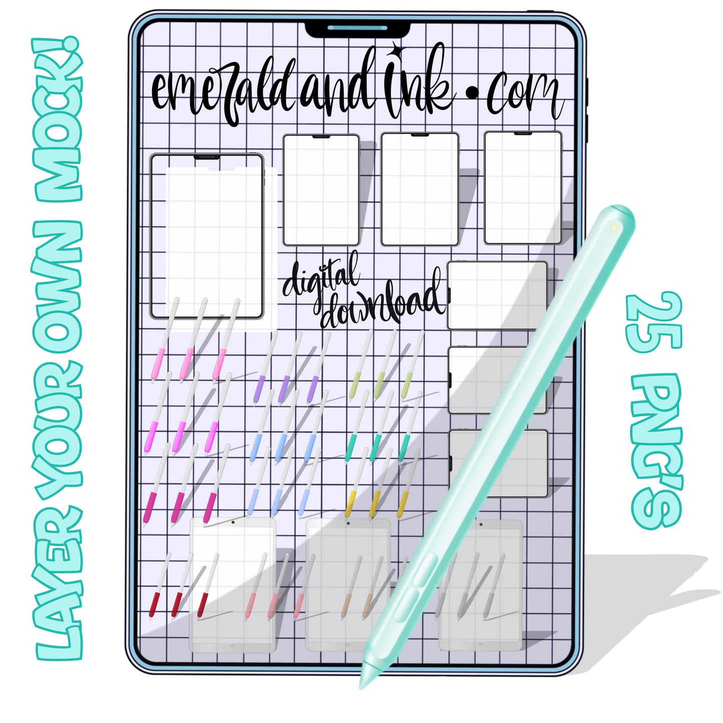 Layer Your Own Ipad Mock-Up Set Digital Download (25 PNG Files)