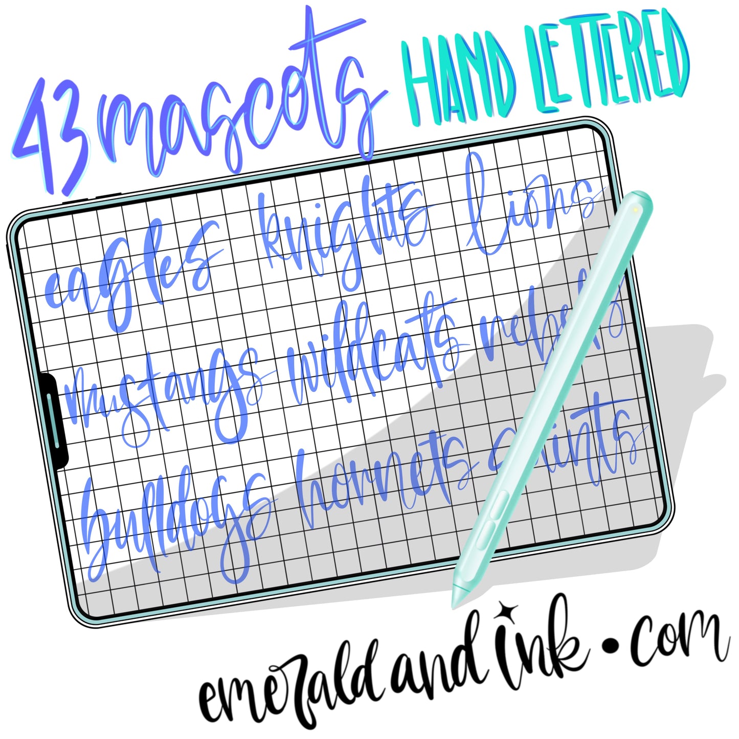 Hand Lettered Mascots Digital Download (43 PNGs/1 ZIP File)